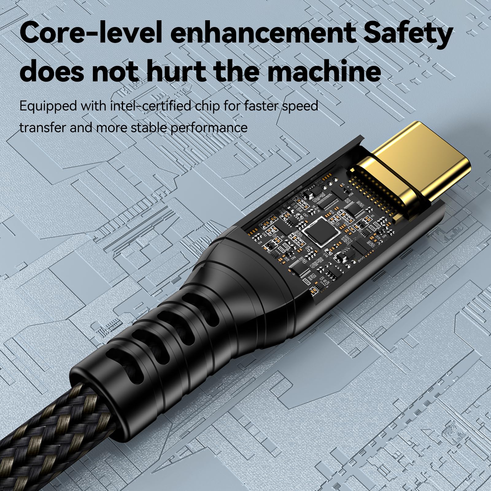 Connbull Thunderbolt 4 Cable Long 16.4Ft Supports 100W Charging Compatible With Thunderbolt 3/ Usb4 Monitor, Macbook Etc