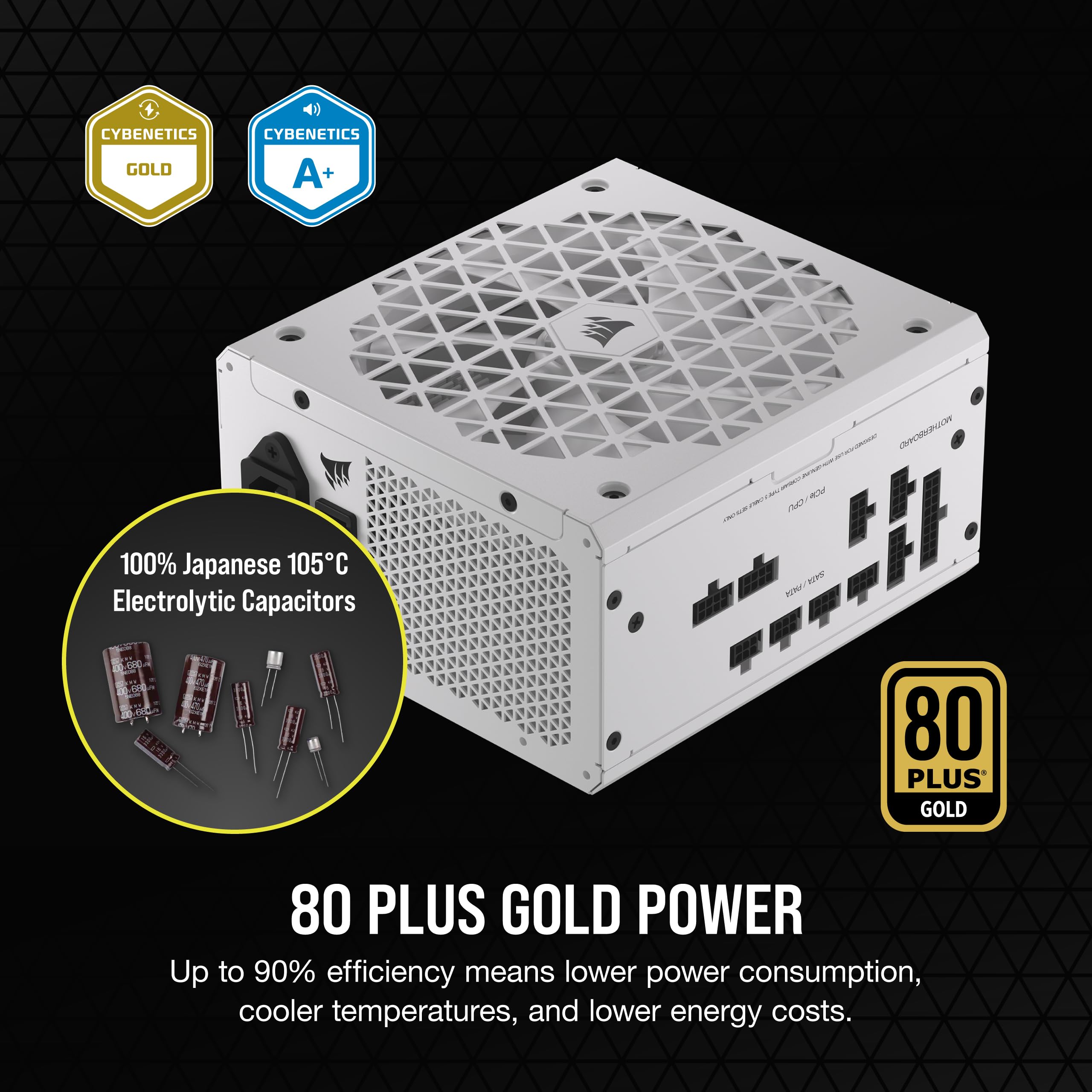 Corsair Rm750X Shift Fully Modular Atx Power Supply - 80 Plus Gold - Atx 3.0 - Pcie 5.0 - Zero Rpm - Modular Side Interface - Wh
