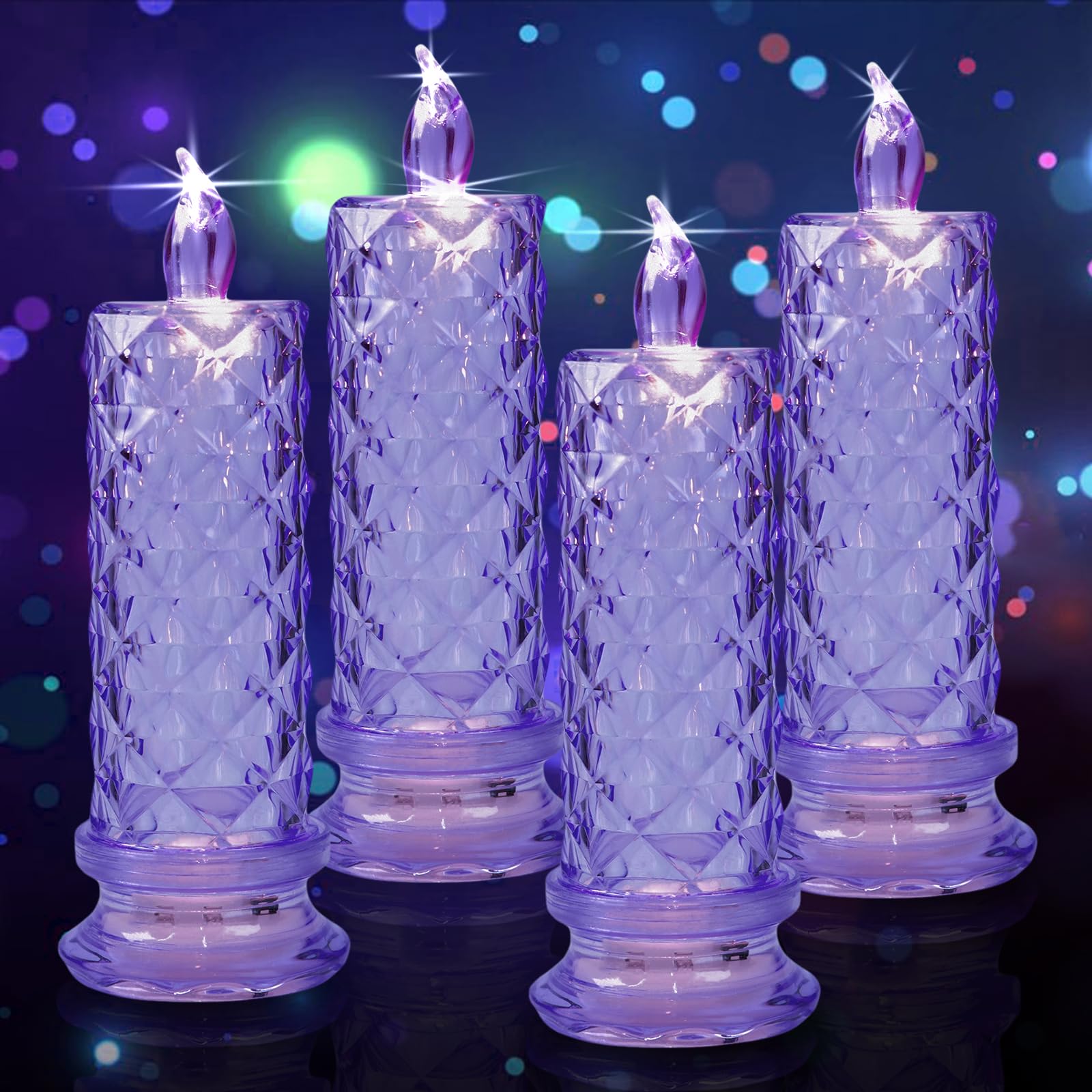 Supbri Led Candles, 4Pack Battery Operated Candles With Rose Light Halo, Romantic Flameless Pillar Candles For Valentine'S Day H