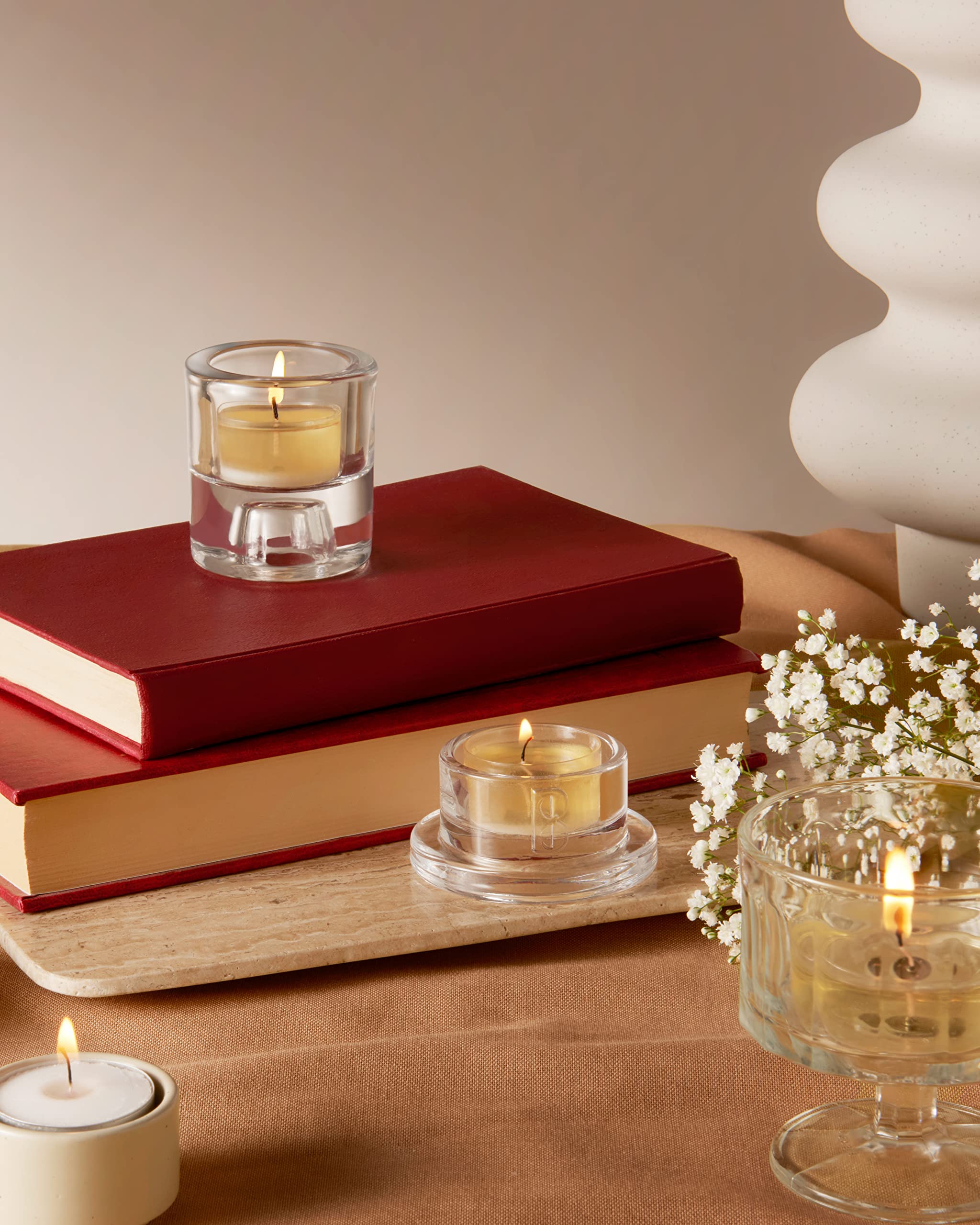 Bolsius Maxi Xl Tealight Candles   Clear Cup   White   Box Of 12 Transparent Tealights   Long Burning Time Of 8 Hours   Interior