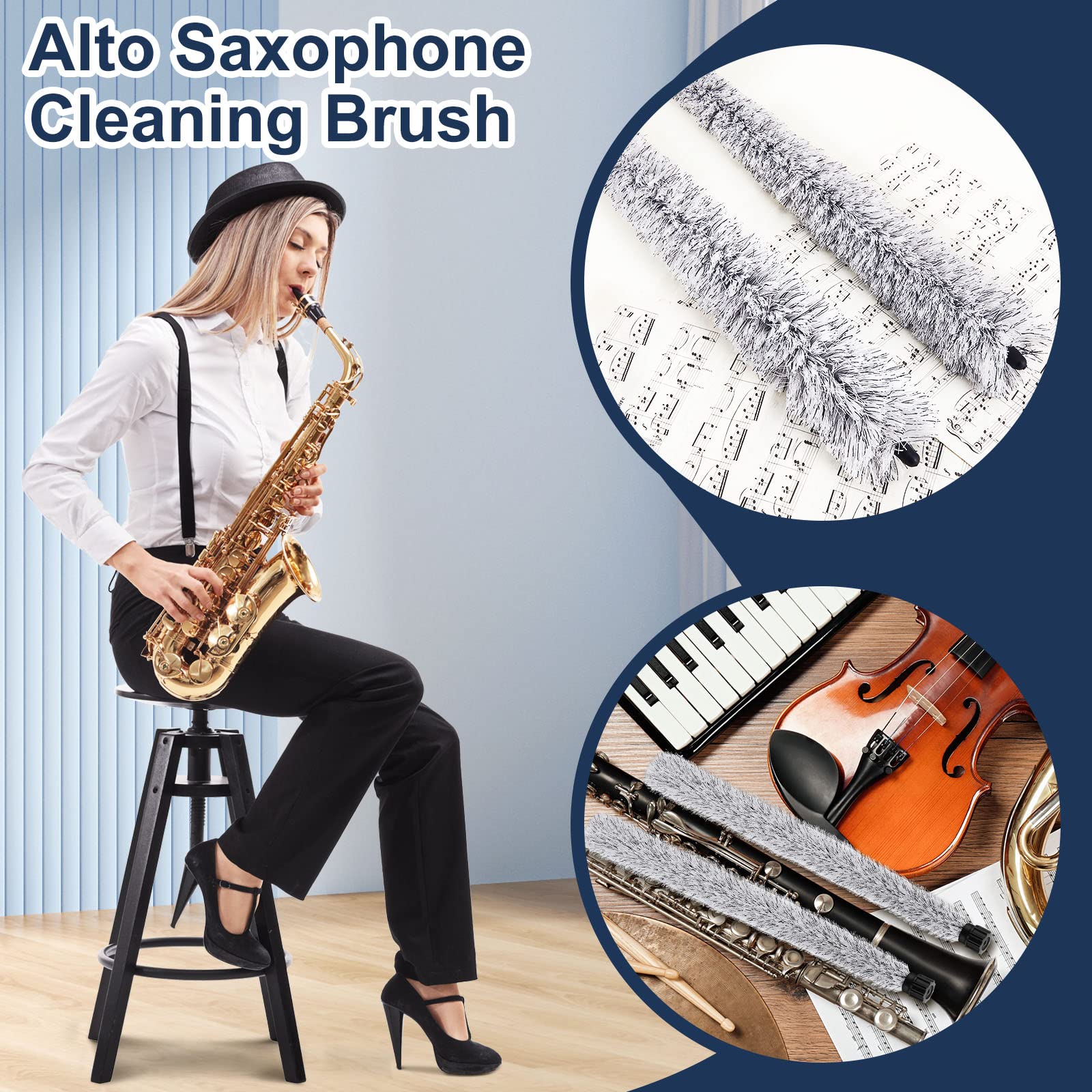 2 Pcs Alto Sax Pad Saver Brush Cleaner Saxophone Cleaning Brush Flute Maintain Care Tool Saxophone Accessories Instrument Gifts,