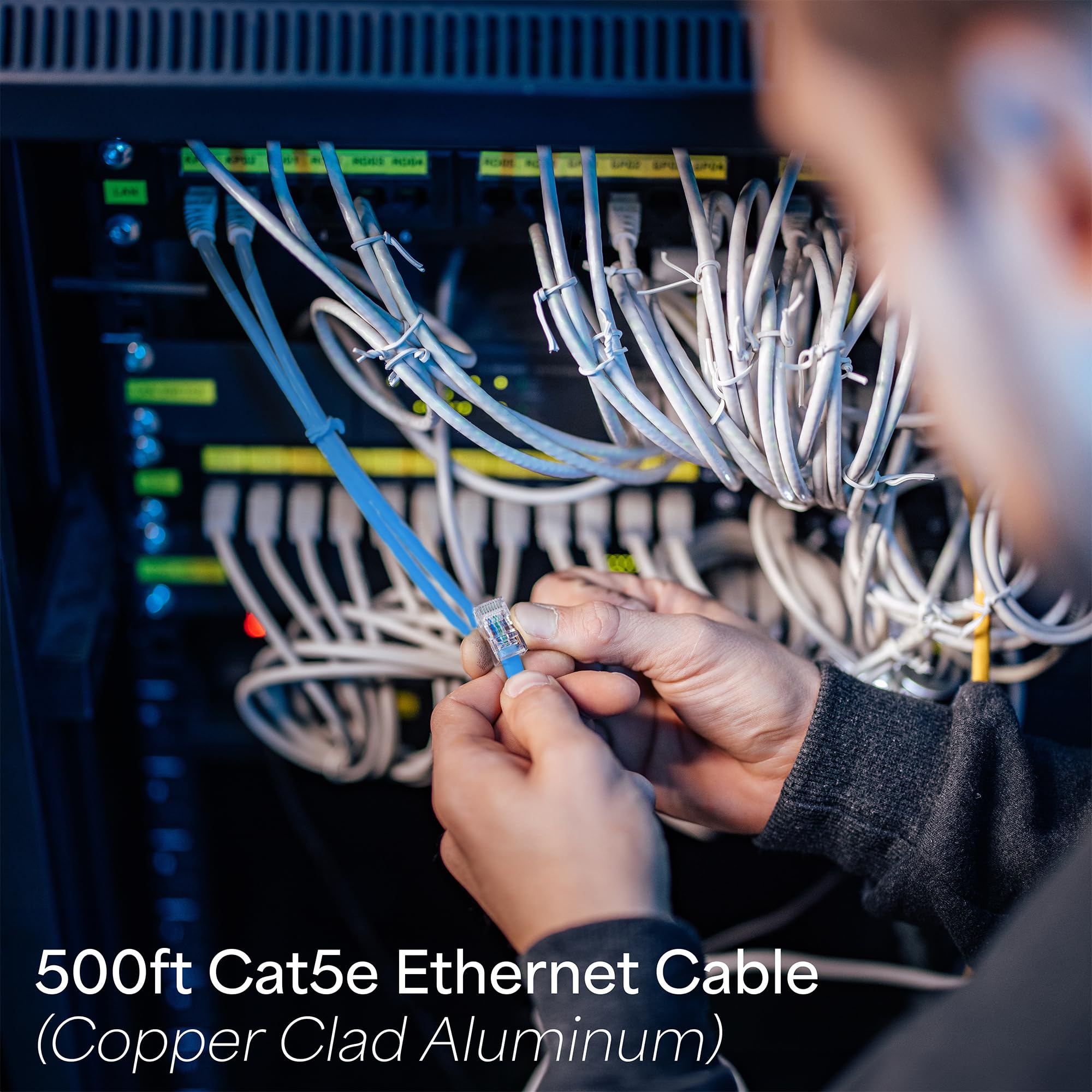 VIVO 500ft Bulk Cat5e, CCA Ethernet Cable, 24 AWG, UTP Pull Box, Cat 5e Wire, Indoor, Network Installations, Blue, CABLE V002B