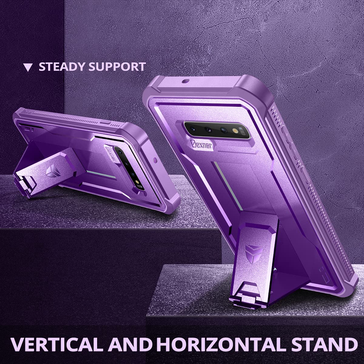 Dexnor For Samsung Galaxy S10 Case, [Built In Screen Protector And Kickstand] Heavy Duty Military Grade Protection Shockproof Pr