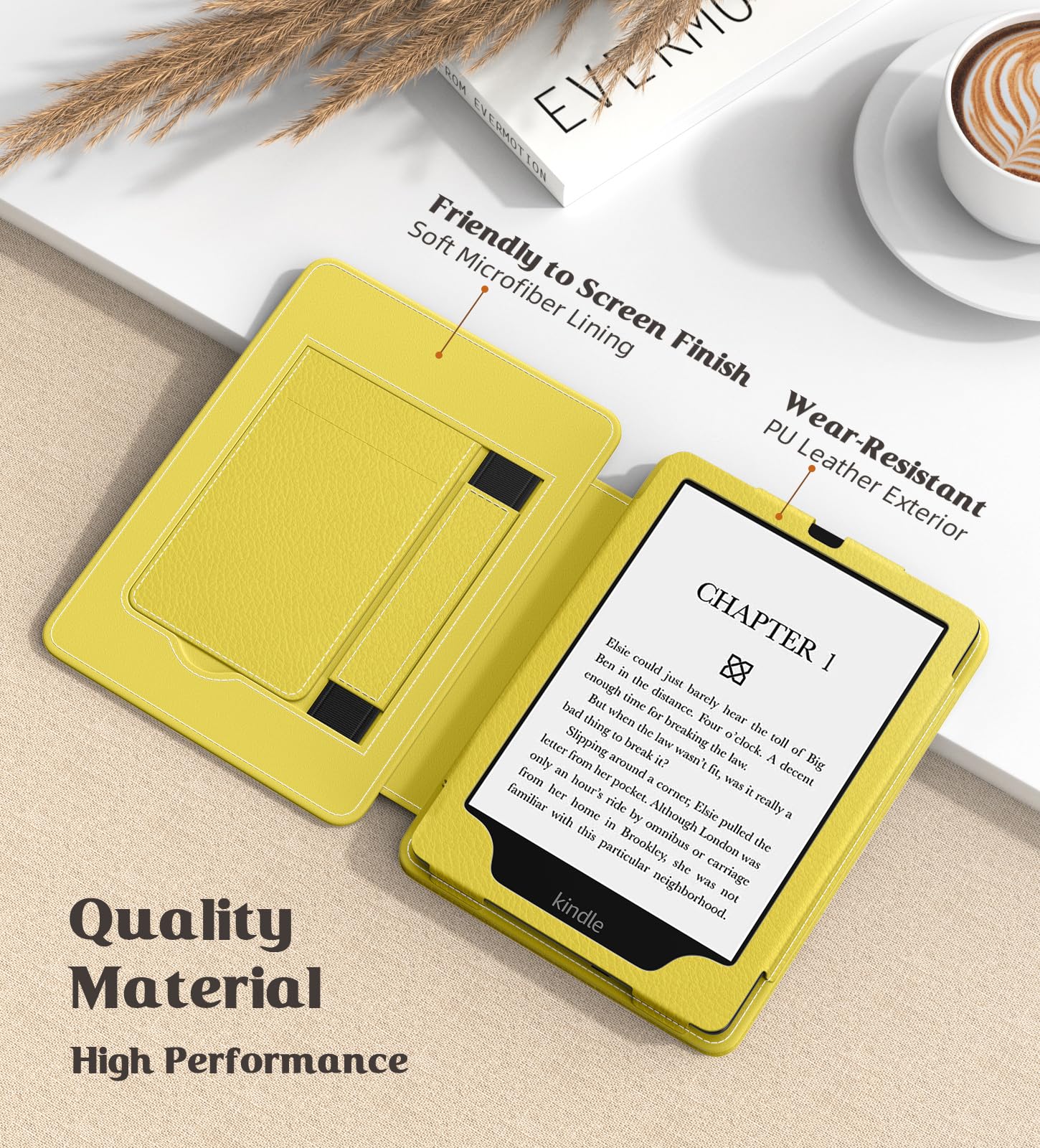 MoKo 7"/6.8" Kindle Paperwhite Case, Slim PU Shell Cover, Auto-Wake, Light Yellow, Compatible with 12th/11th Gen 2024/2021
