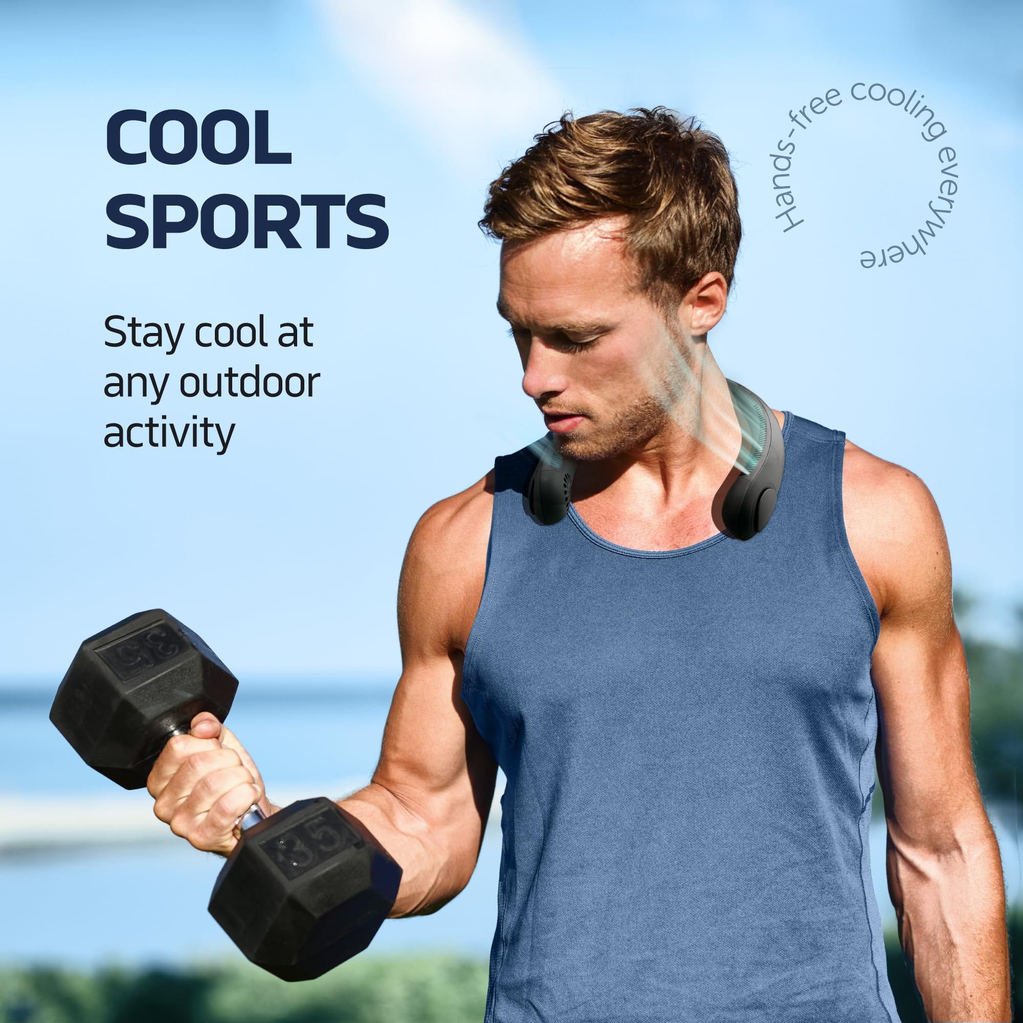 Nexair Portable Neck Fan   3 Speed Rechargeable Bladeless Neck Fan, Adjustable Personal Black Neck Fan For Women & Men Modern De