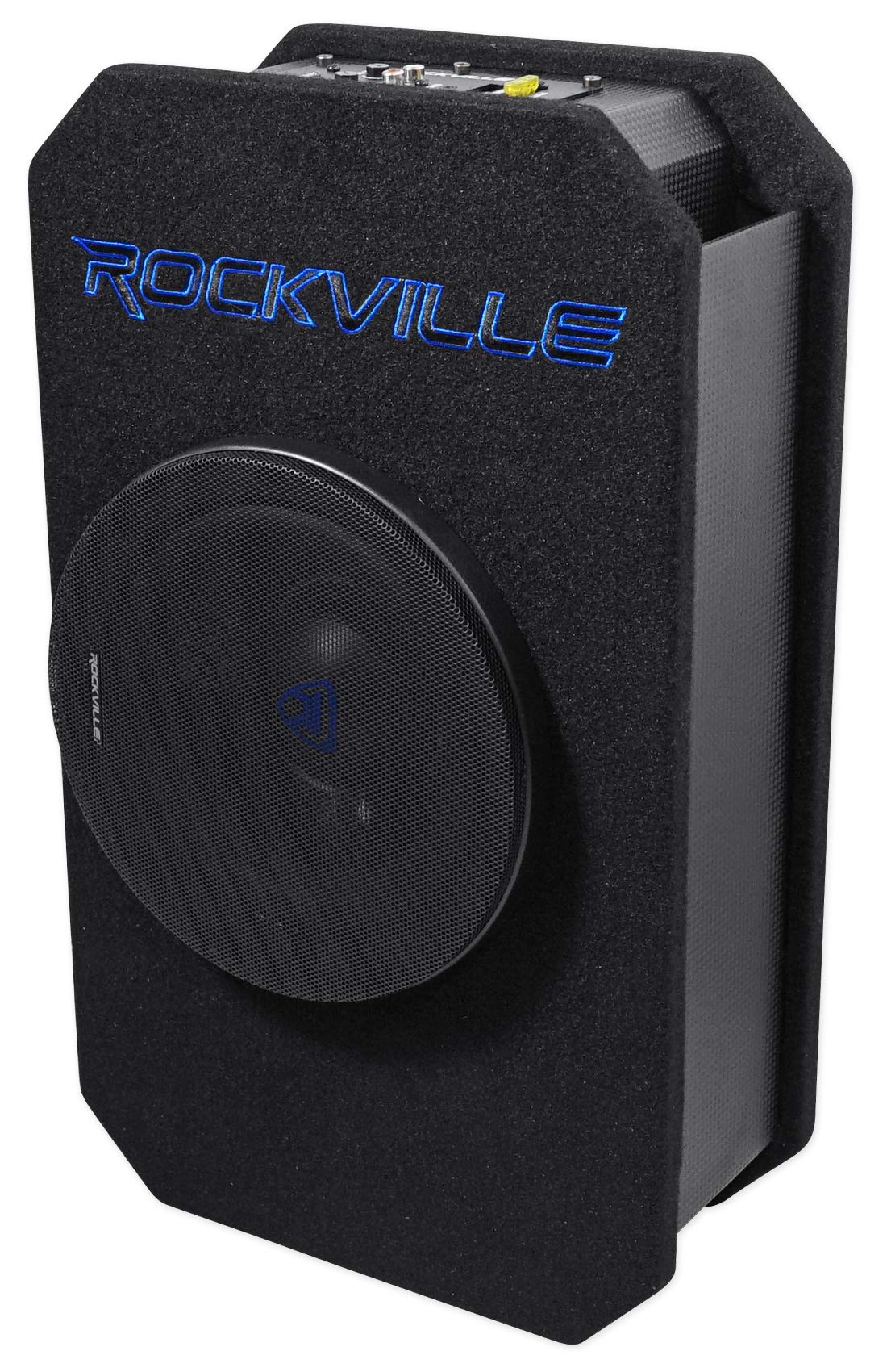 Rockville Rmw8A, 8 800W Powered Truck Subwoofer, Class D Amp, Slim Ported Enclosure, Includes Remote Bass Knob, Perfect For Deep