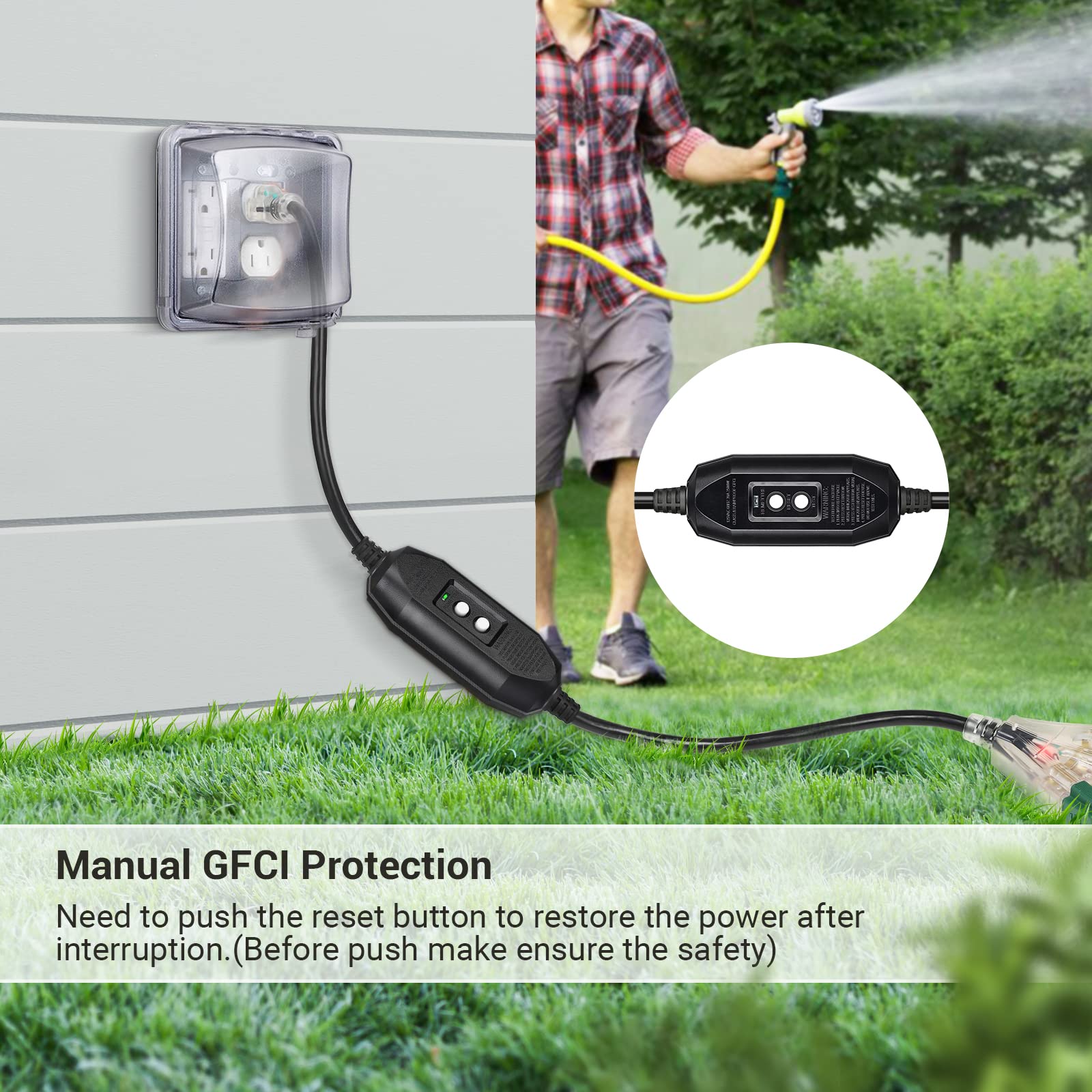 Dewenwils 3 Ft Outdoor Gfci Extension Cord Manual, 12/3 Gauge Extension Cord For Multiple Appliances, Heavy Duty Power Cable Wit