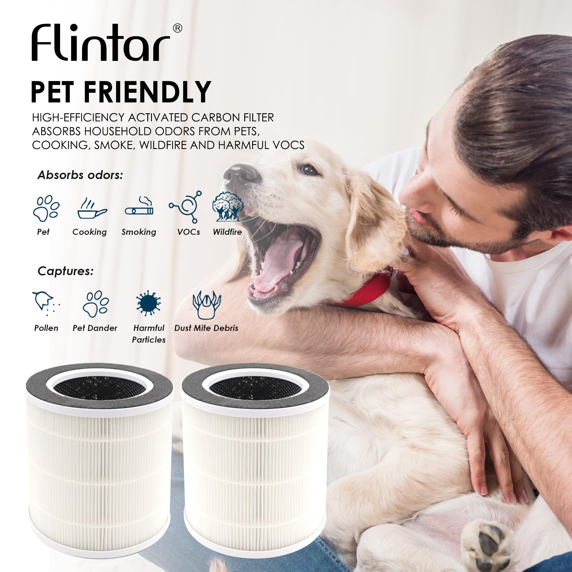 Flintar Vk 6067B True Hepa Replacement Filters, Compatible With Vremi And Hokeki Vk 6067B Air Purifier, 3 In 1 H13 Grade True He
