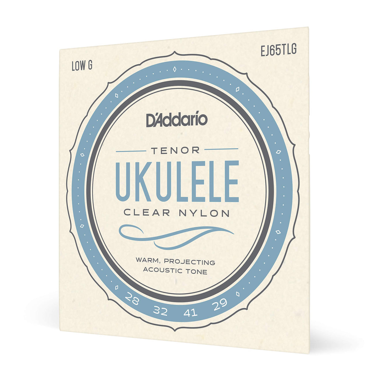 D'Addario Tenor Ukulele Strings, Clear Nylon, Ej65Tlg, Low G, 4 String Set, Pack Of 1