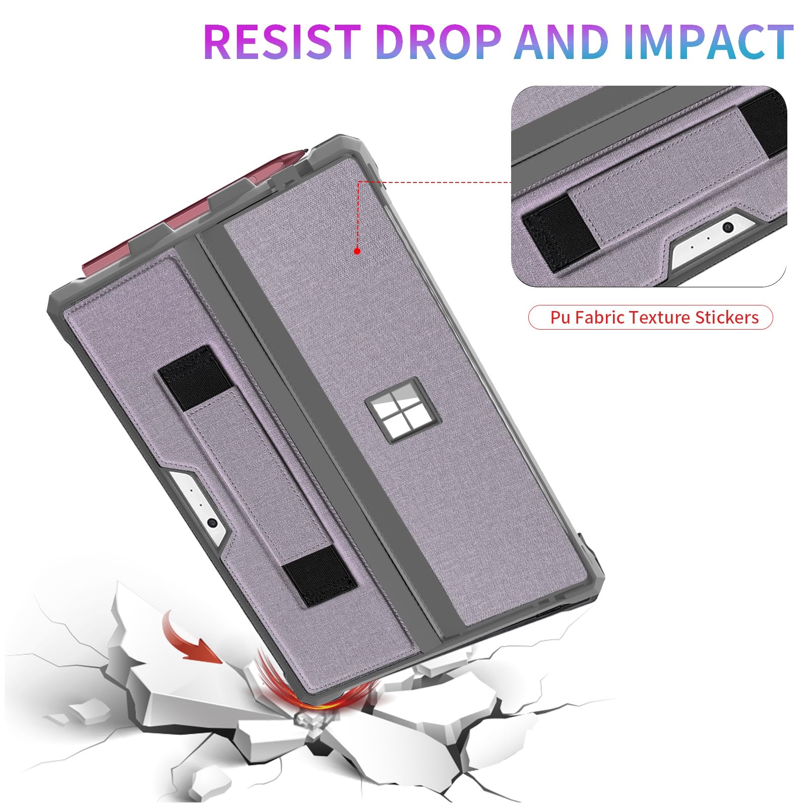 Case For 12.3 Microsoft Surface Pro 7+/Pro 7/Pro 6/Pro 5/Pro 4/Pro Lte Protective Rugged Cover Case, With Stylus Pen Holder And