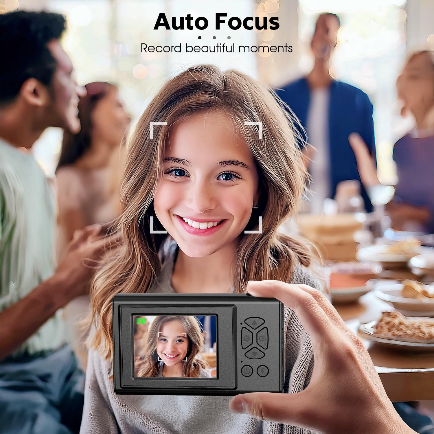 Cimelr Digital Camera, 48Mp Autofocus Uhd 4K Vlogging Camera 16X Digital Zoom, Anti Shake Portable Digital Point And Shoot Kids