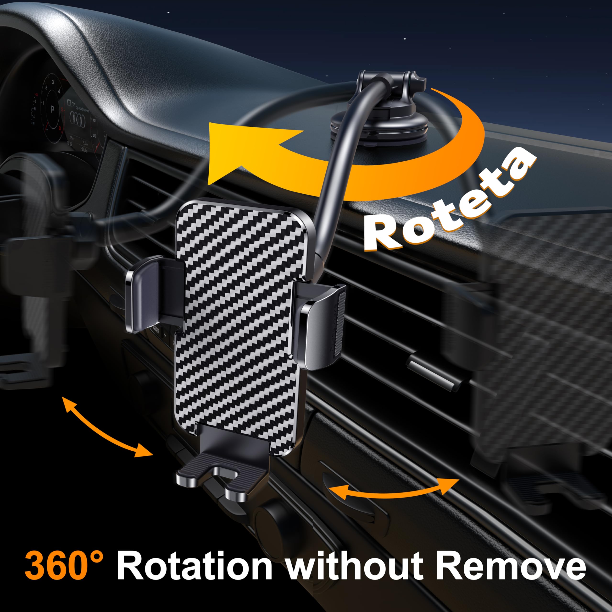 Bipopibo Phone Holders For Your Car [Long Flexible Neck] Car Phone Mount [Anti-Shake Stabilizer] Cell Phone Holder Car For Dashb