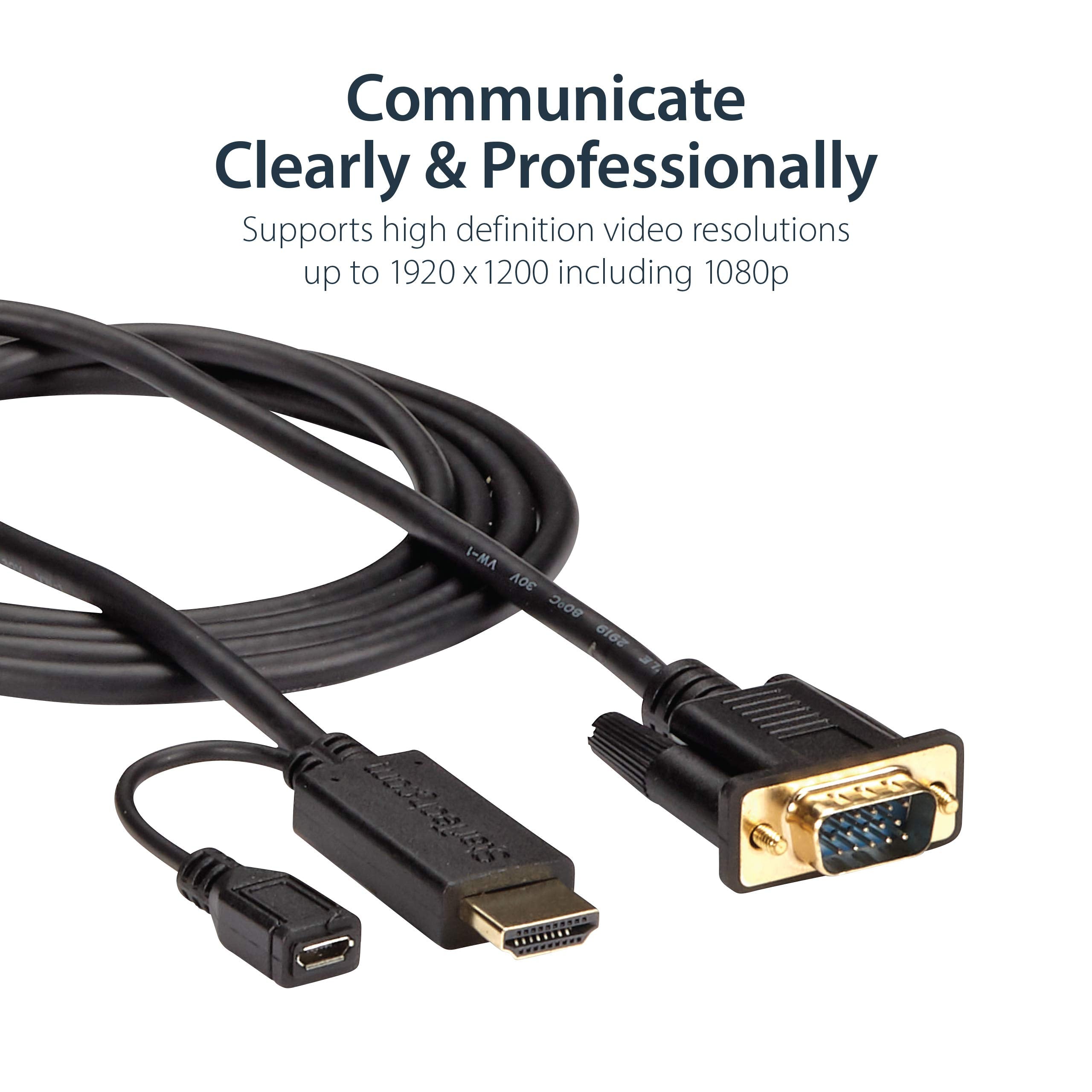 Startech.Com Hdmi To Vga Cable     6Ft 2M   1080P     Active Conversion     Hdmi To Vga Adapter Cable For Your Vga Monitor / Dis