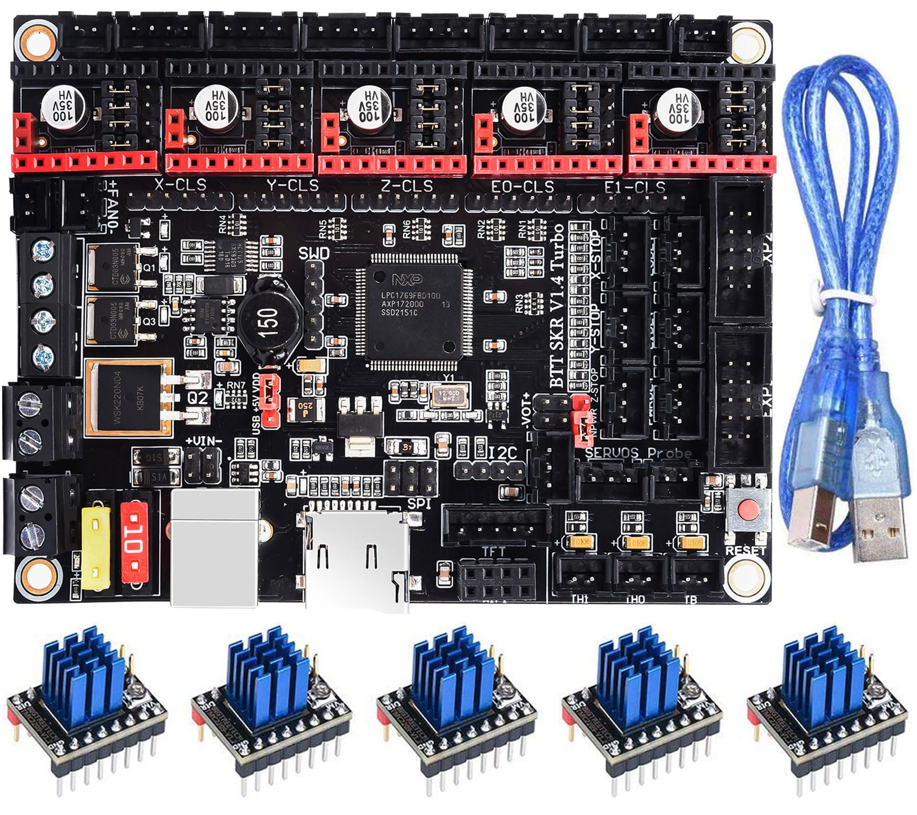 BIGTREETECH SKR V1.4 Turbo Control Board 32bit for 3D Printer Compatible with TFT35 E3 V3.0.1/TFT70 Touch Screen Support TMC2209