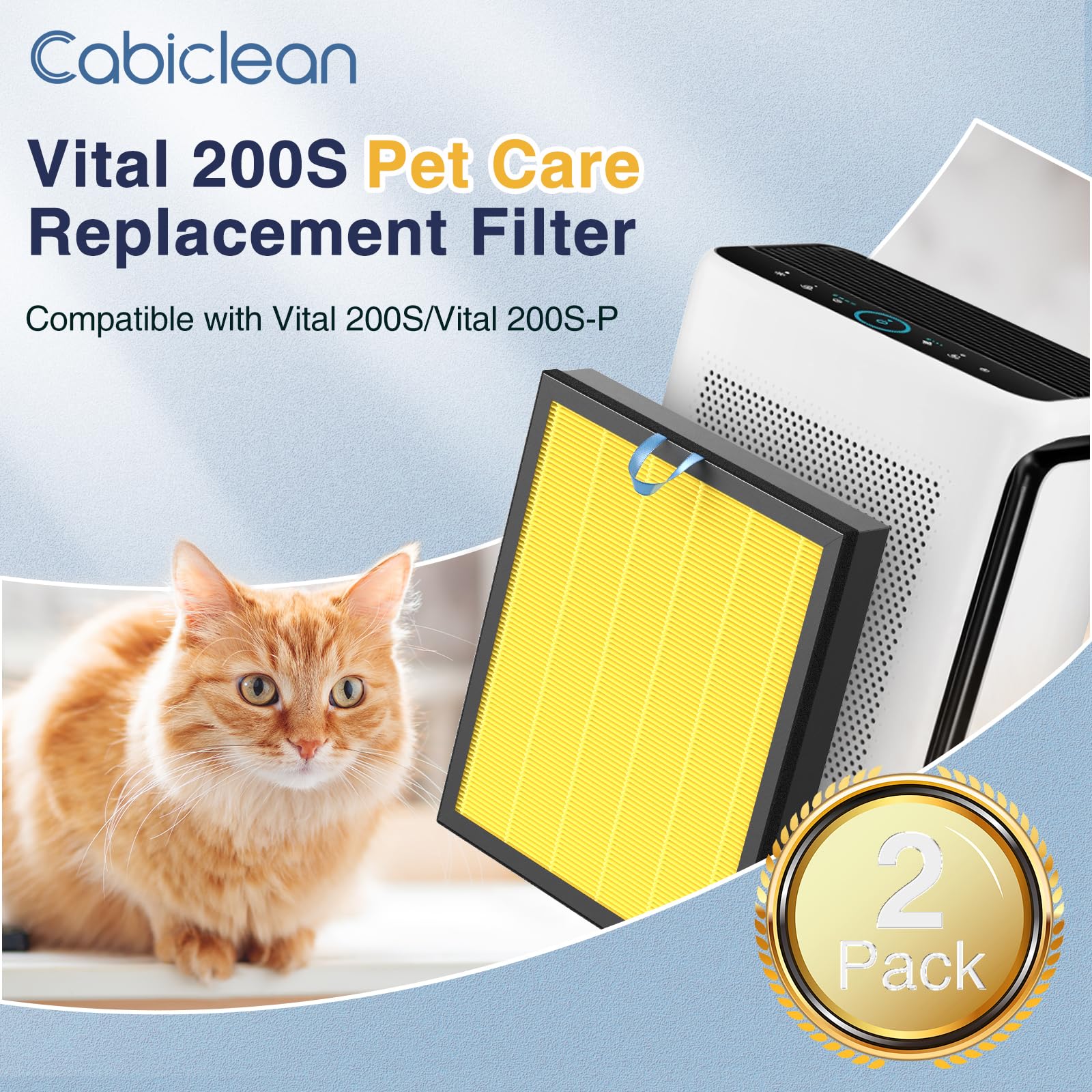 2 Pack Vital 200S Pet Care Replacement Filter For Levoit Vital 200S And Vital 200S P Air Purifier, H13 True Hepa And High Effici