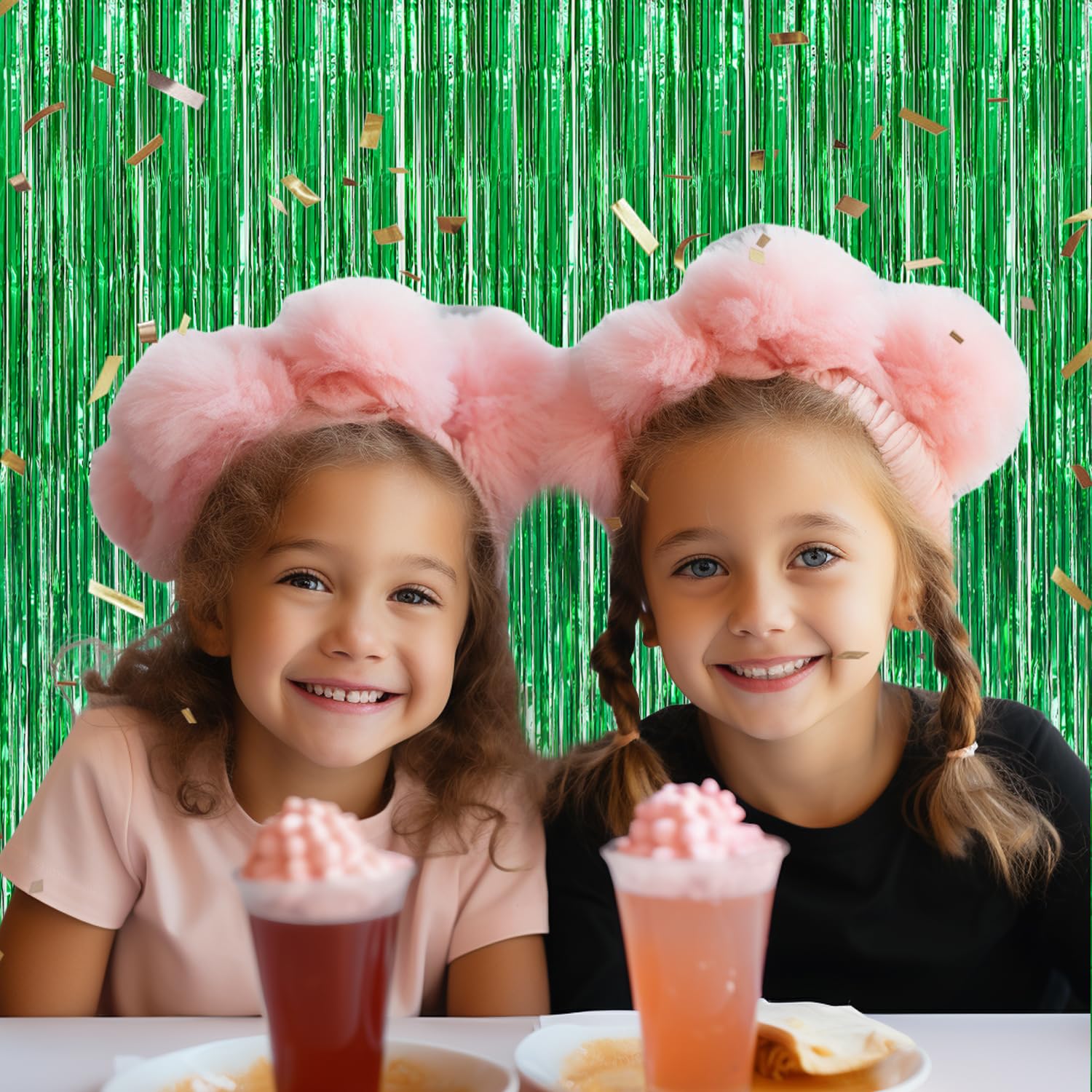 Decockrat 3 Pack Foil Fringe Backdrop   Green Shiny Tinsel Curtains For Party Decoration/Photo Booth Props   3.3X8.2 Ft Metallic