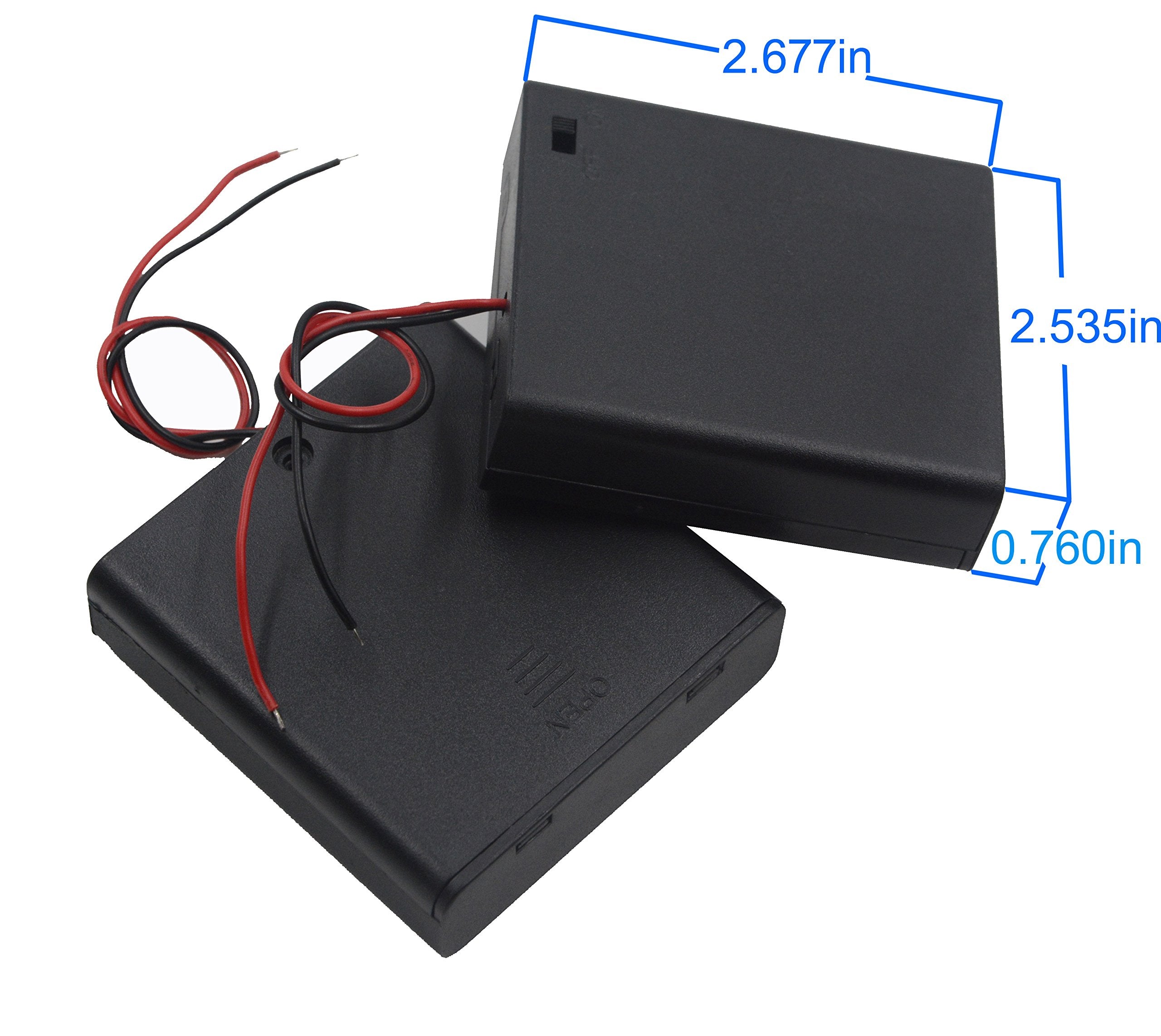 Lampvpath (Pack Of 2 4 Aa Battery Holder With Switch, 6V Battery Holder With Switch, 4X 1.5V Aa Battery Holder With Leads And Sw