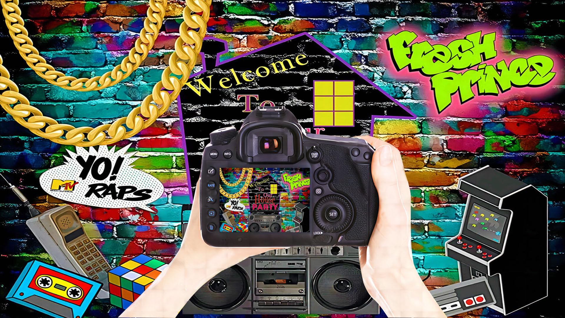 Yynxsy 80'S Party Decorations Go Back To 80'S Banners 80'S Brick Wall Background Background Decoration Photography Background 80