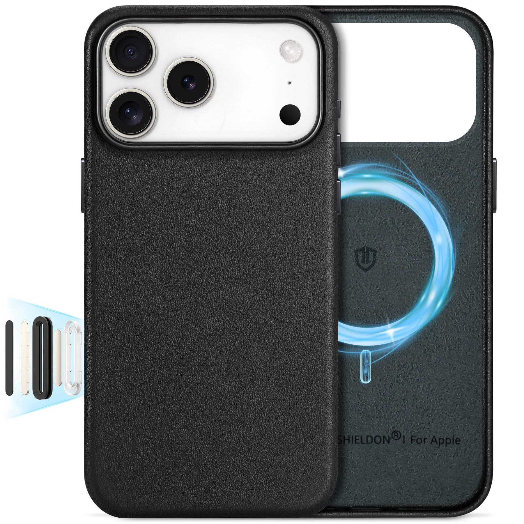 SHIELDON Genuine Leather Case for iPhone 17 Pro Max 6.9  2025, Compatible with Magsafe, Updated Camera Button, Slim Magnetic Wir