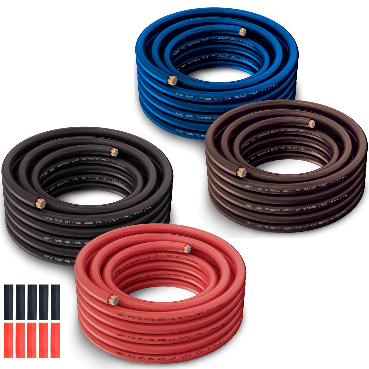 10 Gauge Wire (50Ft Each, Black/Red/Blue/Brown), 4 Pack Translucent Power Ground Cable, Cca, Primary Automotive Wire, Battery Wi