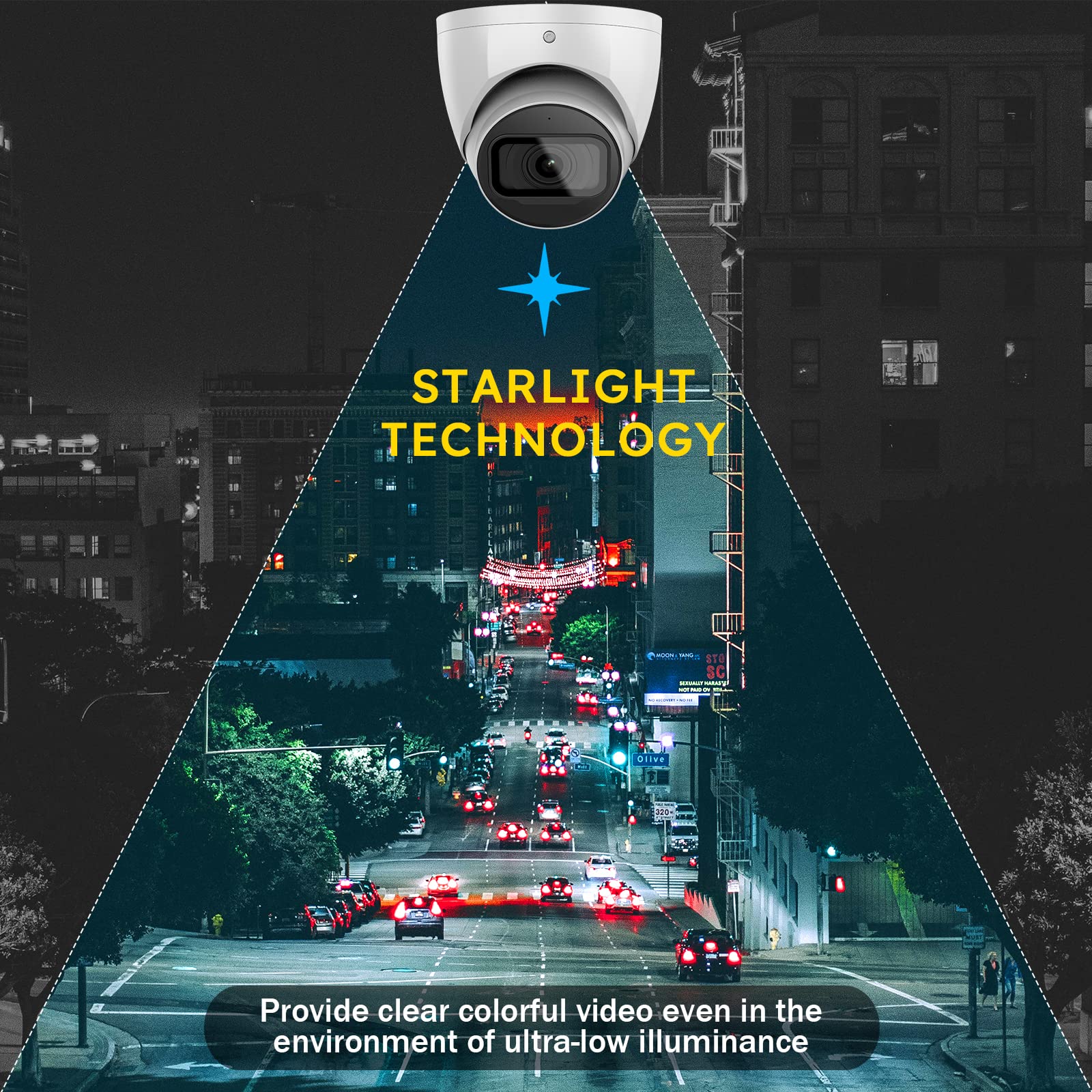 Vikylin 6Mp Starlight Ip Security Camera Dome With Built-In Mic, 256Gb Sd Card Slot, 2.8Mm Fixed Lens, 98Ft Ir Night Vision,Ip67