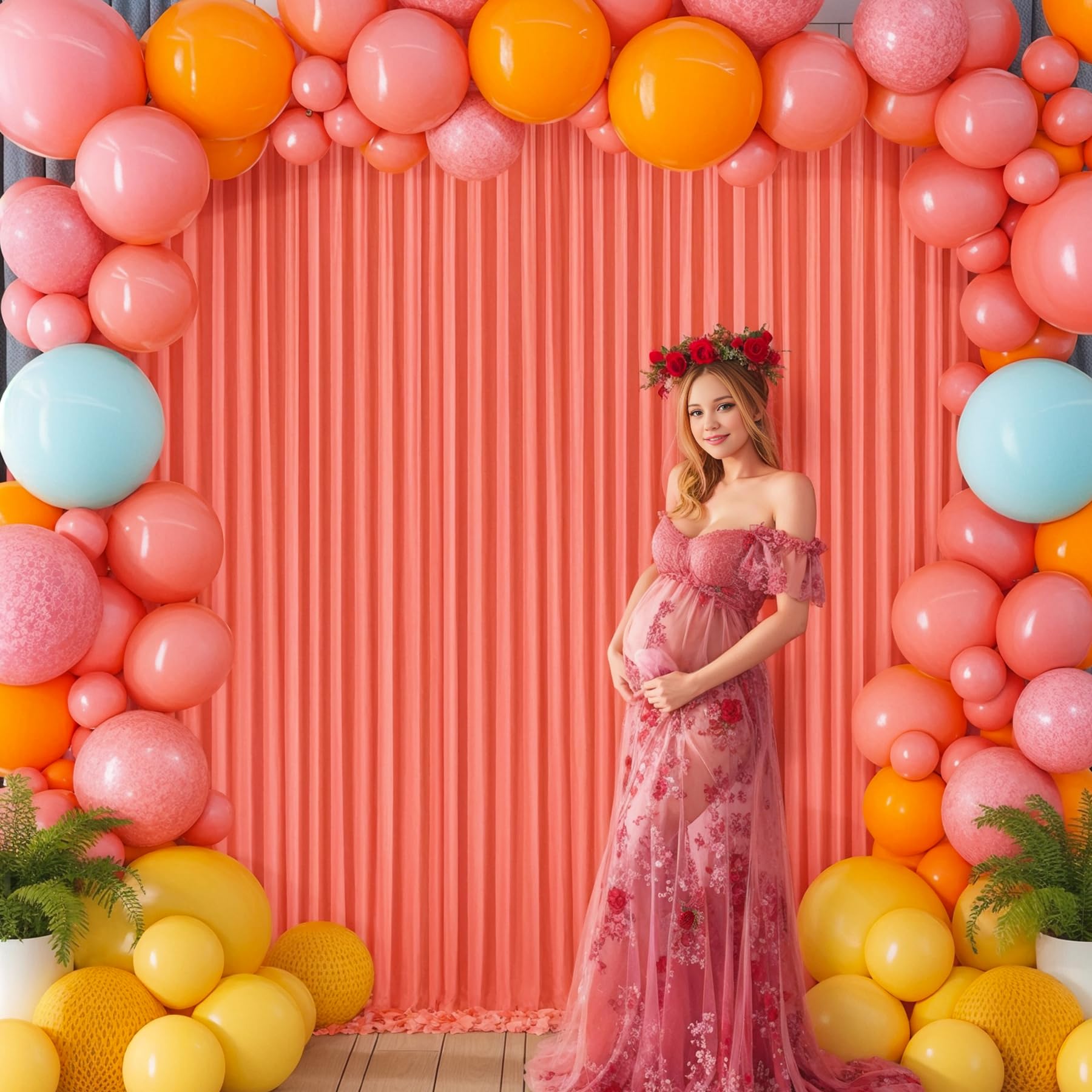 10X10 Orange Backdrop Curtain For Parties Wrinkle Free Orange Photo Curtains Backdrop Drapes Fabric Decoration For Wedding Birthday Party Baby Shower 5Ft X 10Ft,2 Panels