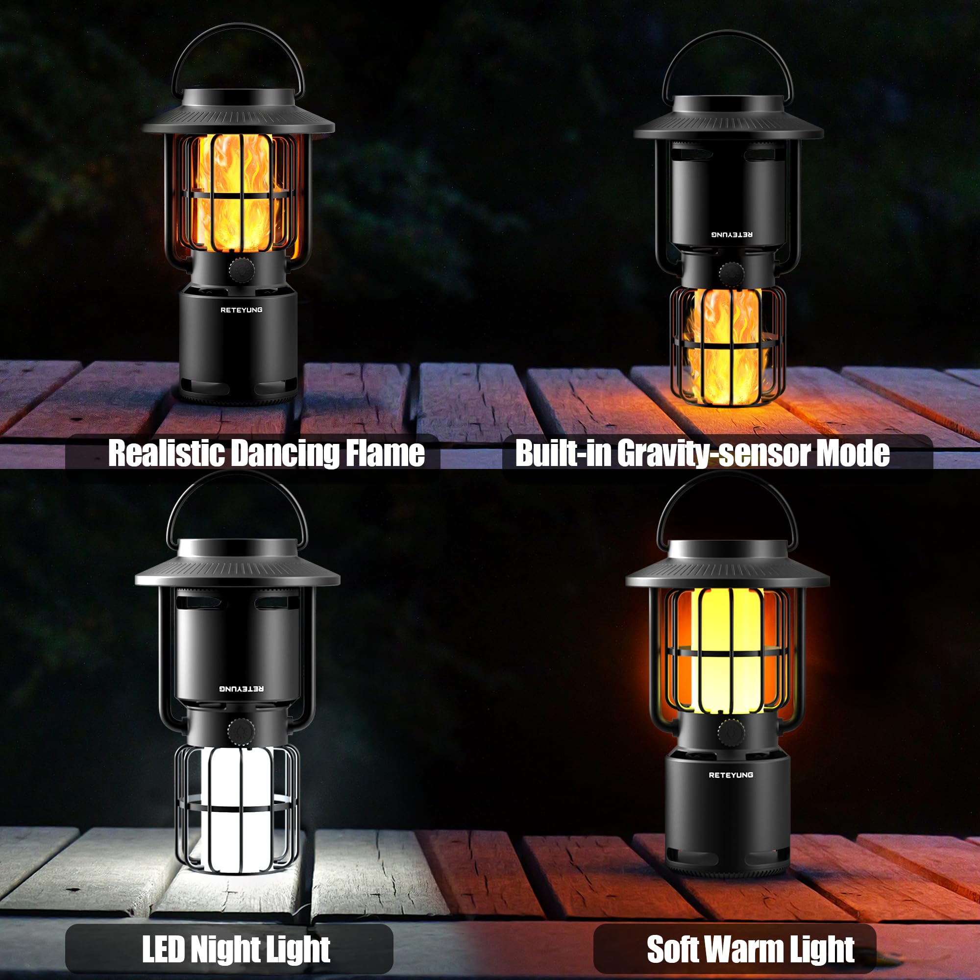 Reteyung Outdoor Bluetooth Speakers, Led Flame Light Speaker For Men Women Fathers,Wireless Portable Speaker With Wall Mount/Hoo