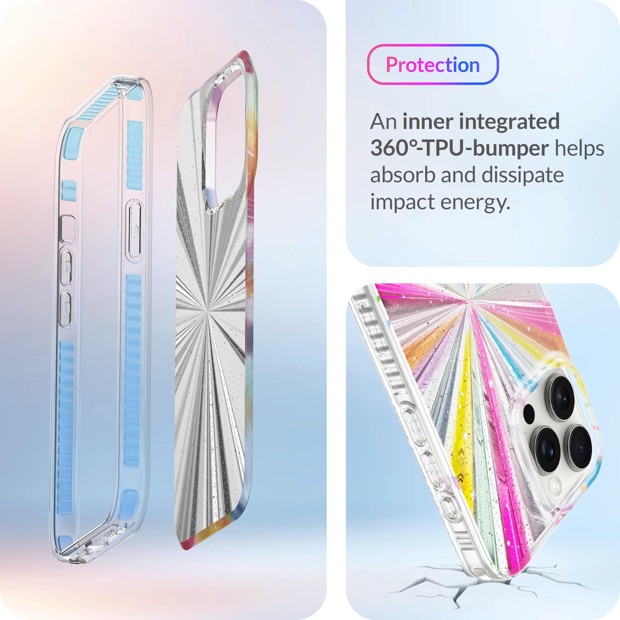 Lonli Hue   For Iphone 15Pro Max Case   Cosmic Porta [10Ft Drop Protection]   Shockproof Cover With Color Changing Effect | Cute