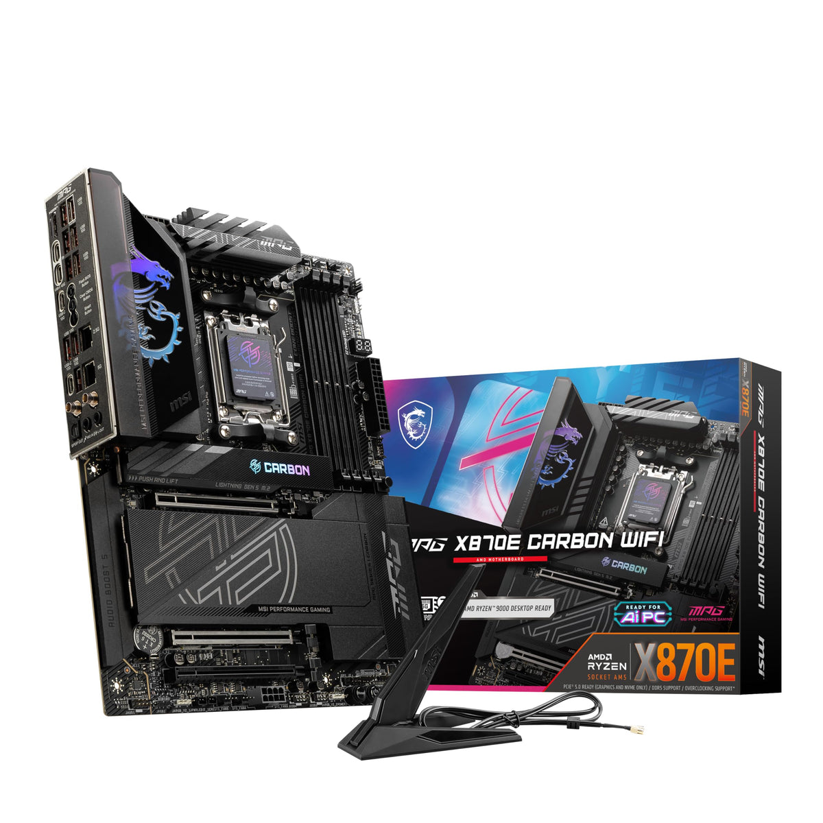 Msi Mpg X870E Carbon Wifi Gaming Motherboard (Amd Ryzen 9000/8000/7000 Series Processors, Am5, Ddr5, Pcie 5.0, M.2 Gen5, Sata 6G