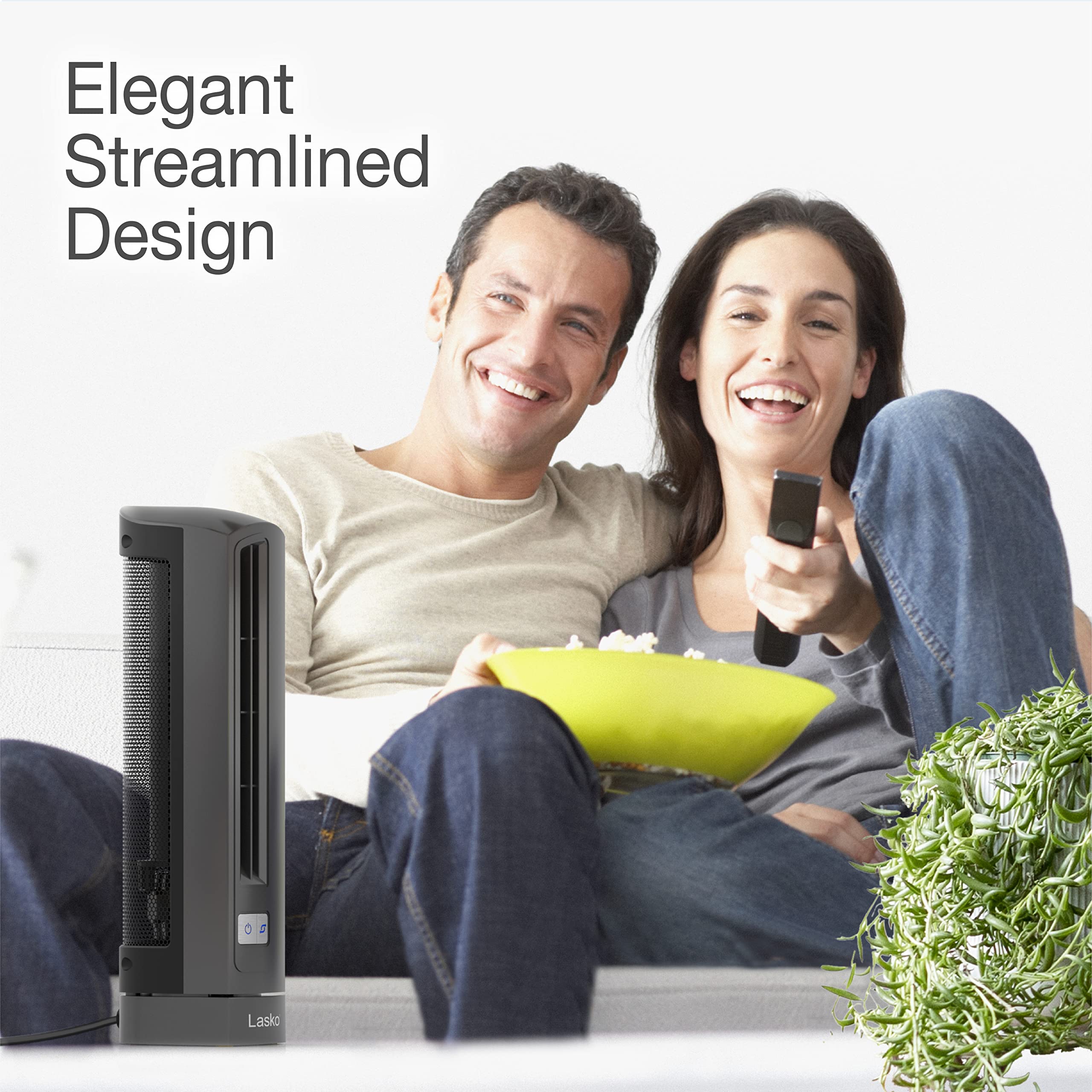 Lasko Air Stik Ulta Slim Oscillating Desktop Fan, 2 Speeds, For Bedroom, Living Room, Office, 14'', Gray, 4000