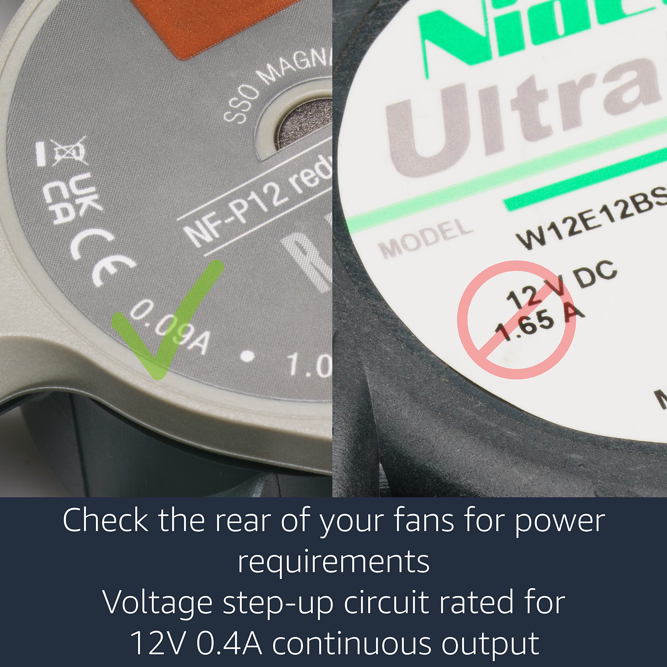 Crj 12V Step Up Usb Fan Power Adapter Cable   24 Inch (60Cm), Black Sleeved   Full Fan Speed Adapter For 3 Pin/4 Pin Pc Cooling