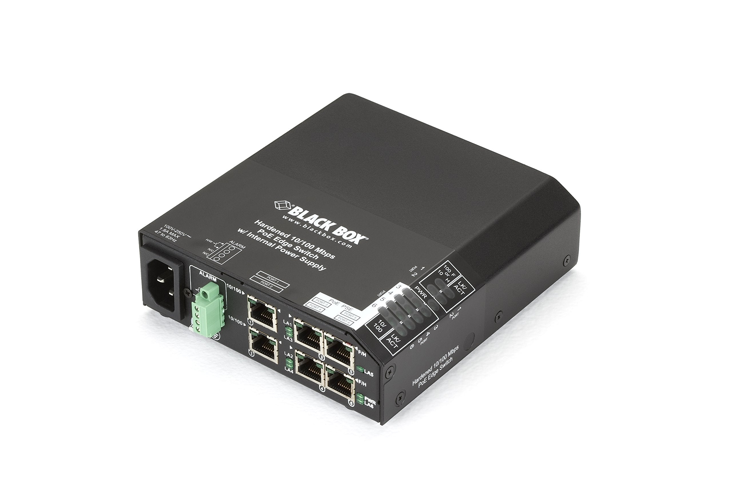 Black Box Hrd Poe Switch   (6) 10/100Mbps Rj45 Poe