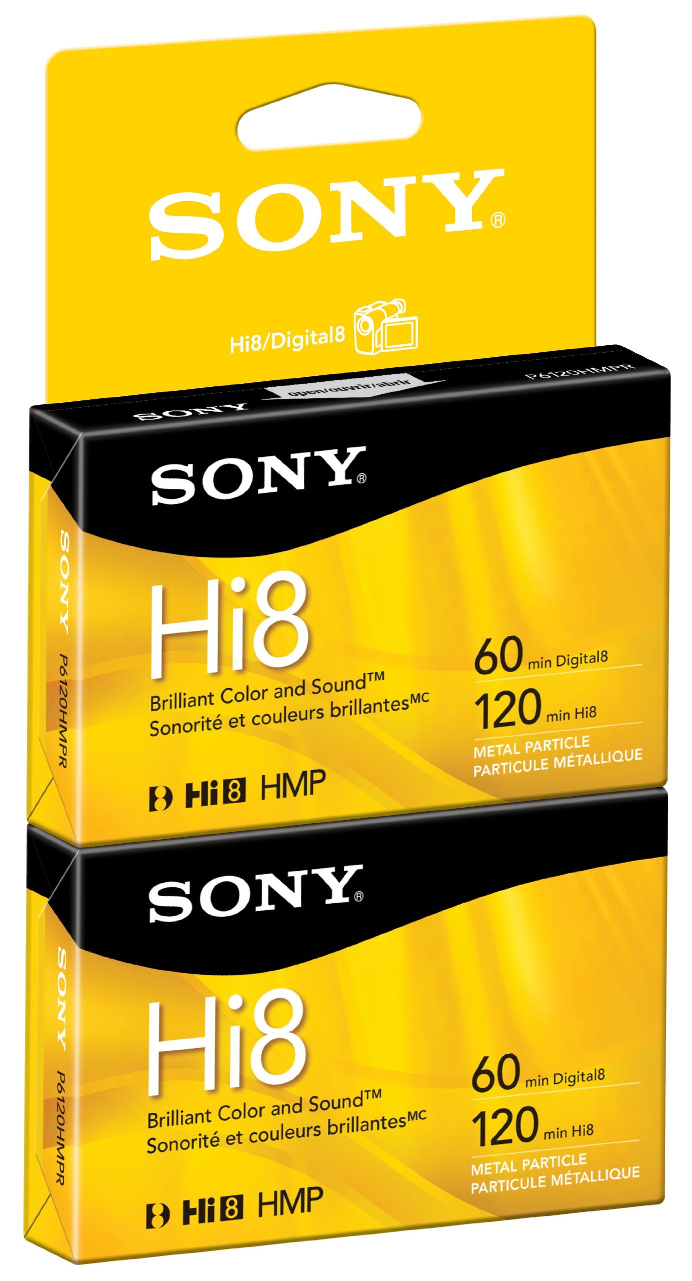 Sony P6120HMPR/2C 2 Pack 120 Minute Hi8 Tape with Hangtab