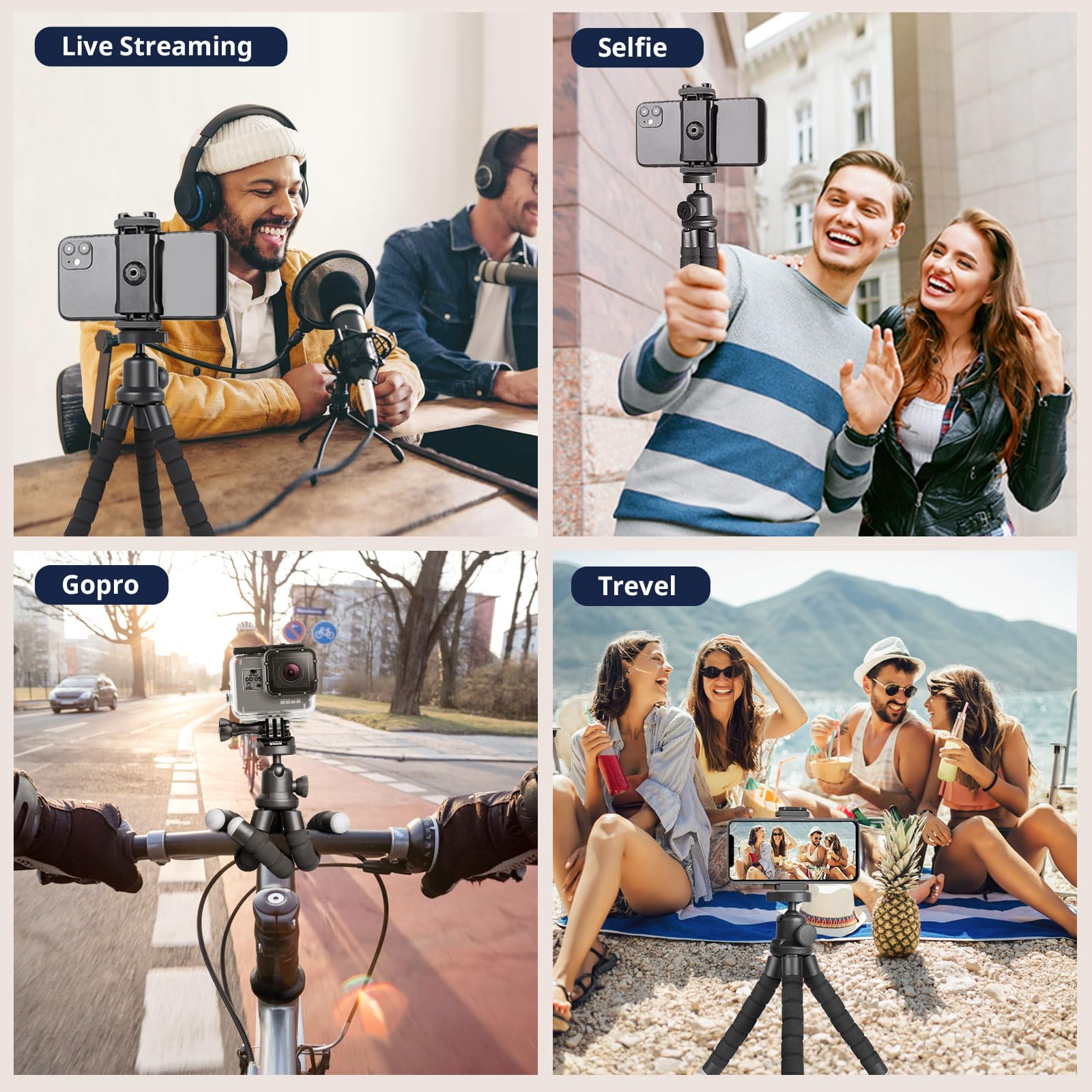Eicaus Portable And Flexible Phone Tripod Stand For Cellphones, Compact Mini Tripod With Remote For Video Recording, Vlogging An