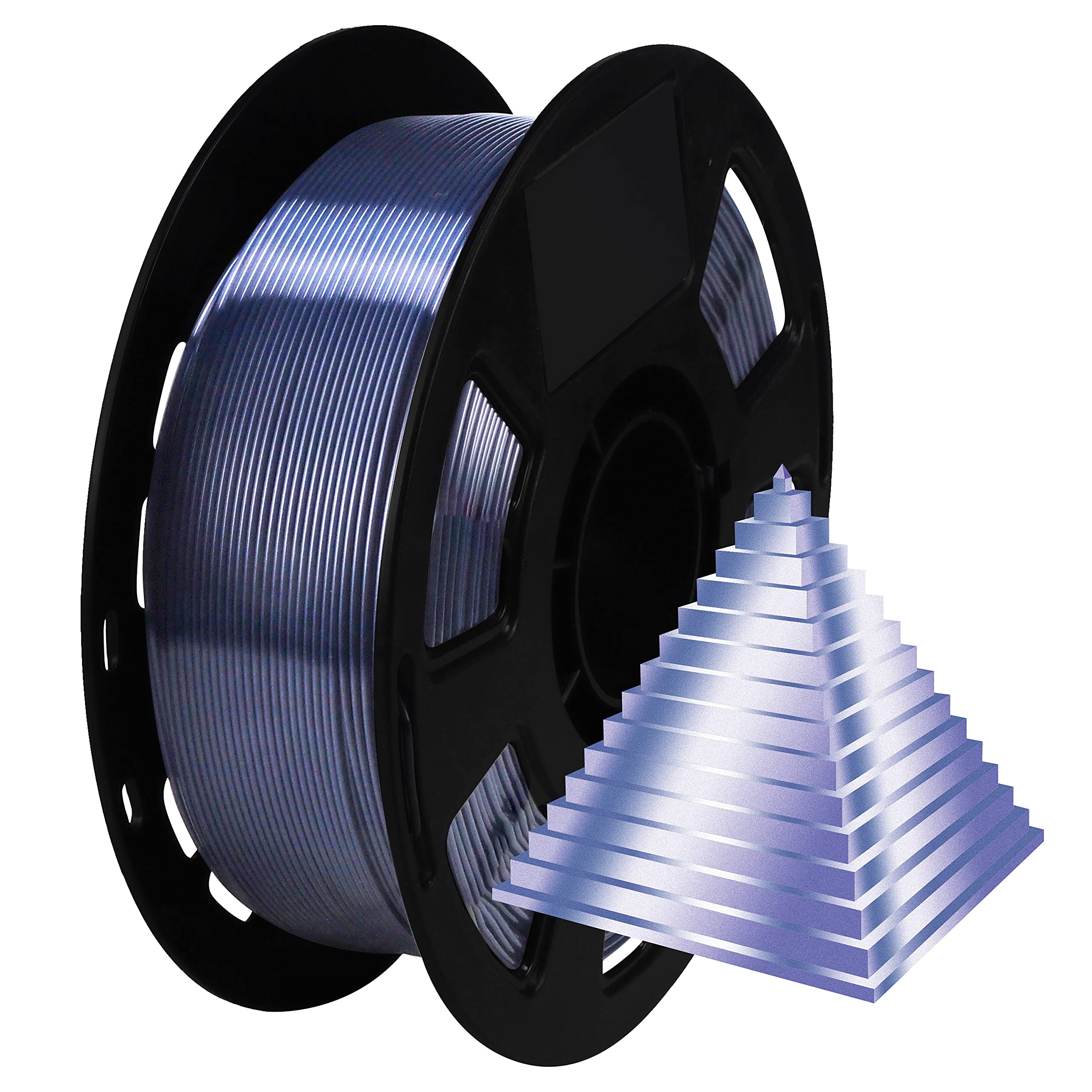1.75mm Silk Pearlescent Shiny Black PLA Filament, 1kg 2.2lbs 3D Printing Material, Widely Support for FDM 3D Printer, Pack with 