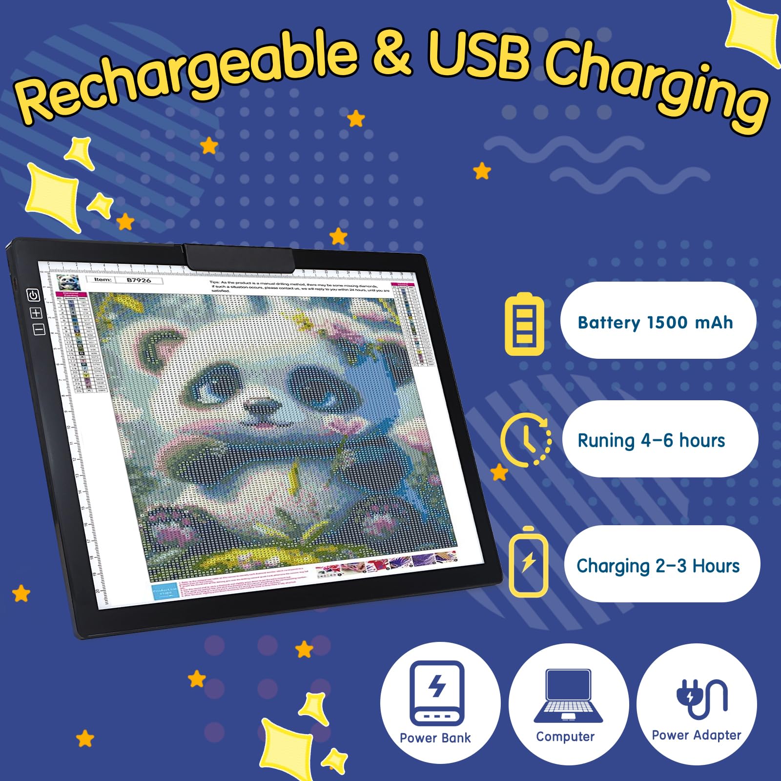 Keiwrlight A4 Light Board For Tracing   Rechargeable Portable Light Pad Stepless Light 6 Levels Brightness, Lightbox For Tracing