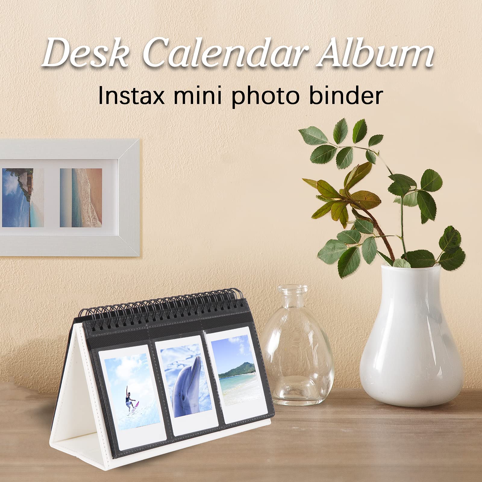 96 Pocket Desk Photo Album For Fujifilm Instax Mini 12/11/9/99/8/7S/40/Evo Instant Cameras,Fits Polaroid Pic   300P/Z2300/Lg Pd 233/Lg Pd 239 And 2X3 Inch Name Cards(White)
