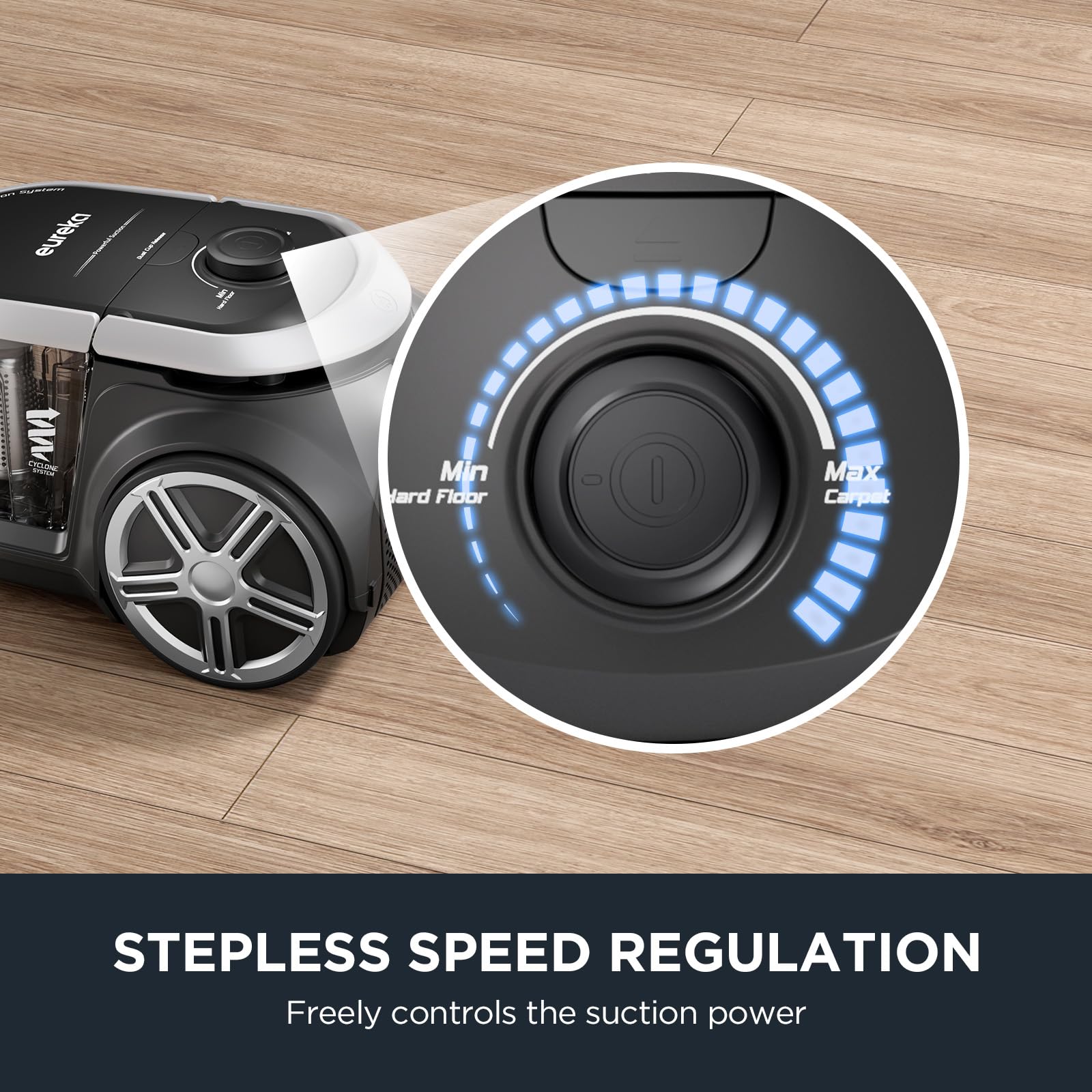 Eureka Bagless Canister Vacuum Cleaner, Lightweight Vac For Carpets And Hard Floors, Silver With Black