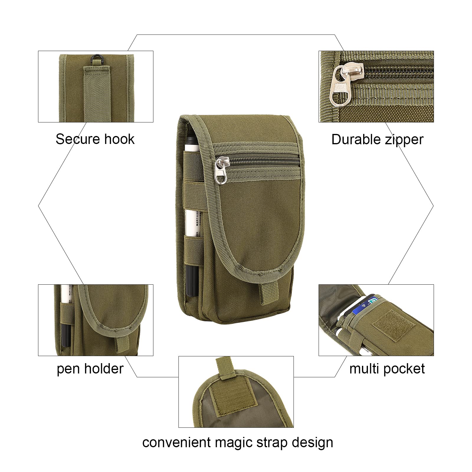 Phone Pouch,Cell Phone Holster, Multi-Purpose Phone Belt Pouch,Tactical Phone Case Tool Holder, Molle Cell Phone Pouch Carrying