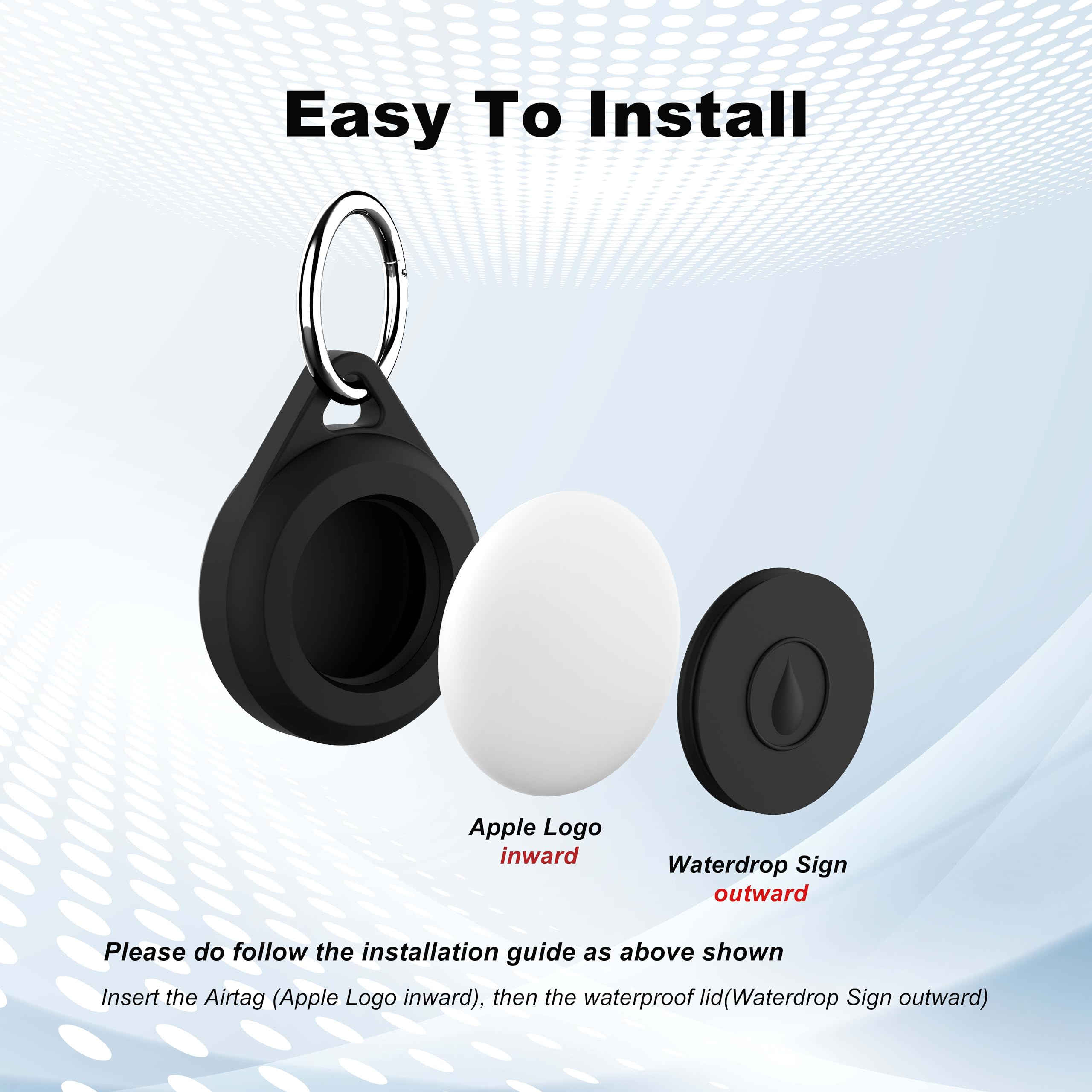 Lovyones Airtag Keychain Holder Case For Apple Airtag, 4 Pack Of Ipx8 Waterproof, Fully Shockproof, Anti Scratch Airtag Holder C