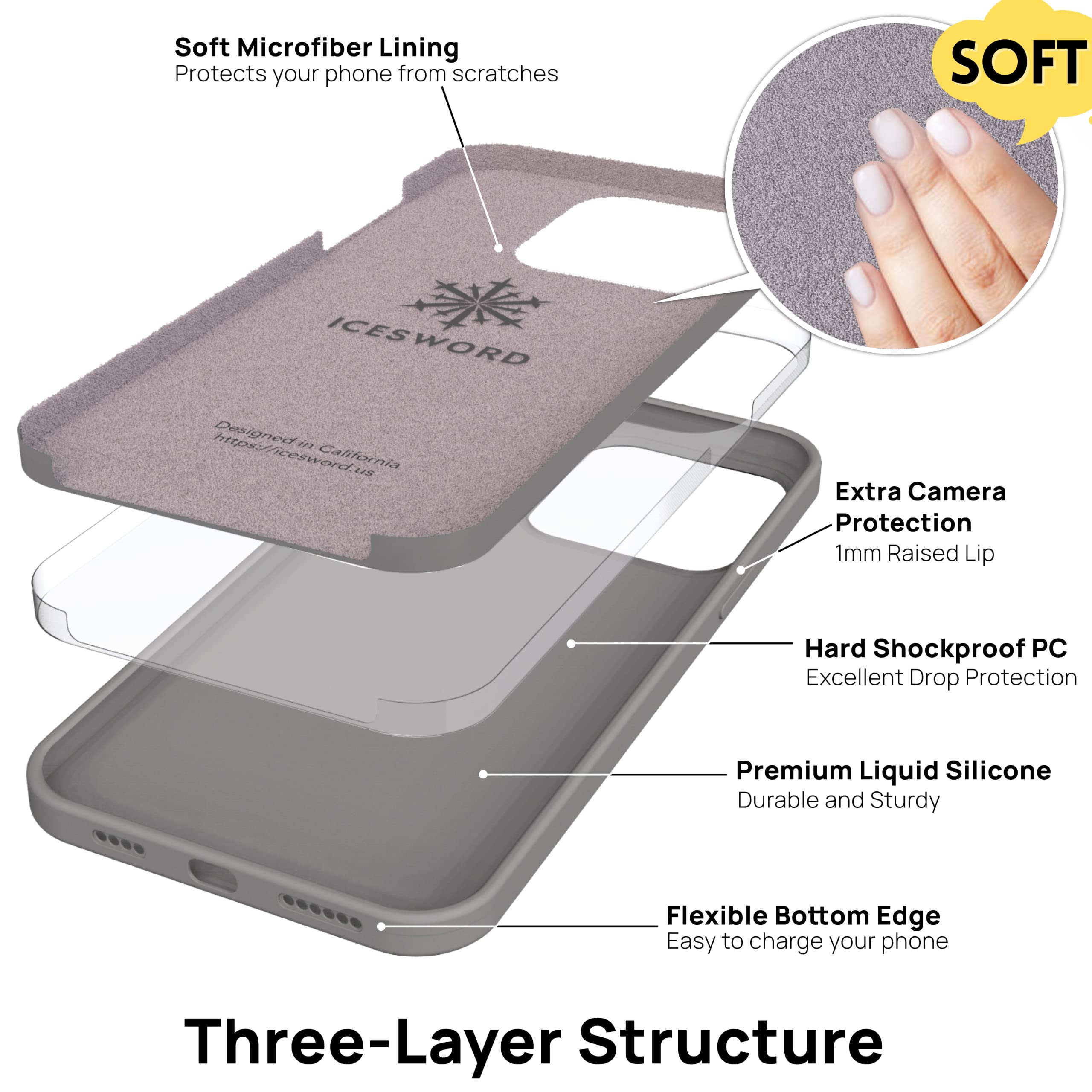 IceSword iPhone 14 Pro Liquid Silicone Case Slim Protective Shockproof Deep Stone 6.1 inch