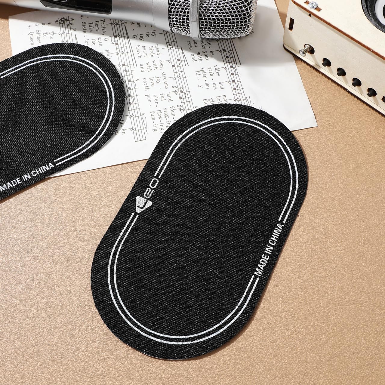 Supvox 2 Pcs Bass Drum Single Pedal Patch: 6.1 X 3.5 Inch Self Adhesive Drumhead Mute Pad   Percussion Instrument Accessories, B