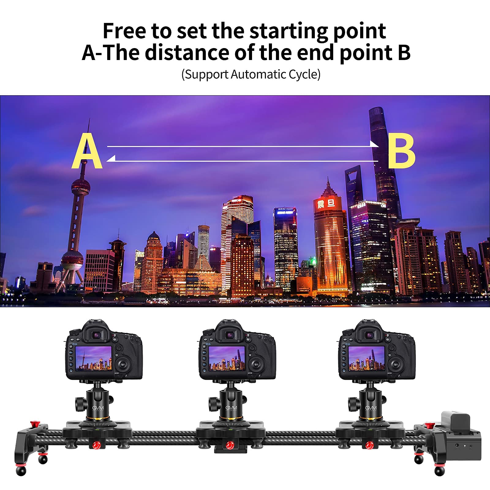 Gvm Motorized Camera Slider,31'' Wireless Carbon Fiber Dolly Rail Camera Slider With App Control, Motorized Time Lapse And Video