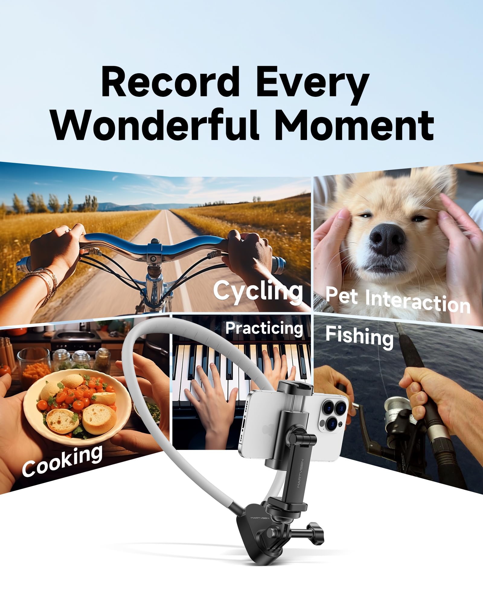 Martvsen Neck Phone Holder - Pov/Vlog Holder, Hands Free Selfie Mount Chest Video Filming For Iphone 16-13 Android Phones, Gopro