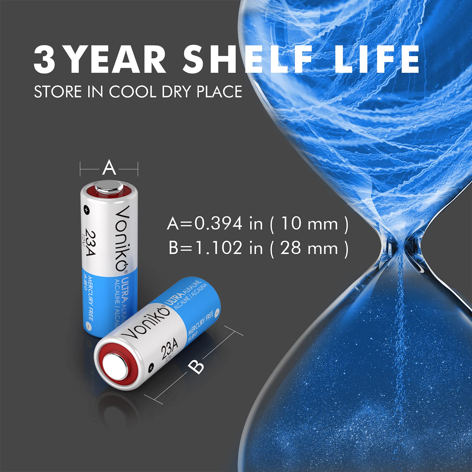 Voniko Alkaline Battery 23A   Ultra 23A Batteries (6 Pack)   Long Lasting 12 Volt A23 Battery For Doorbells And Power Remote