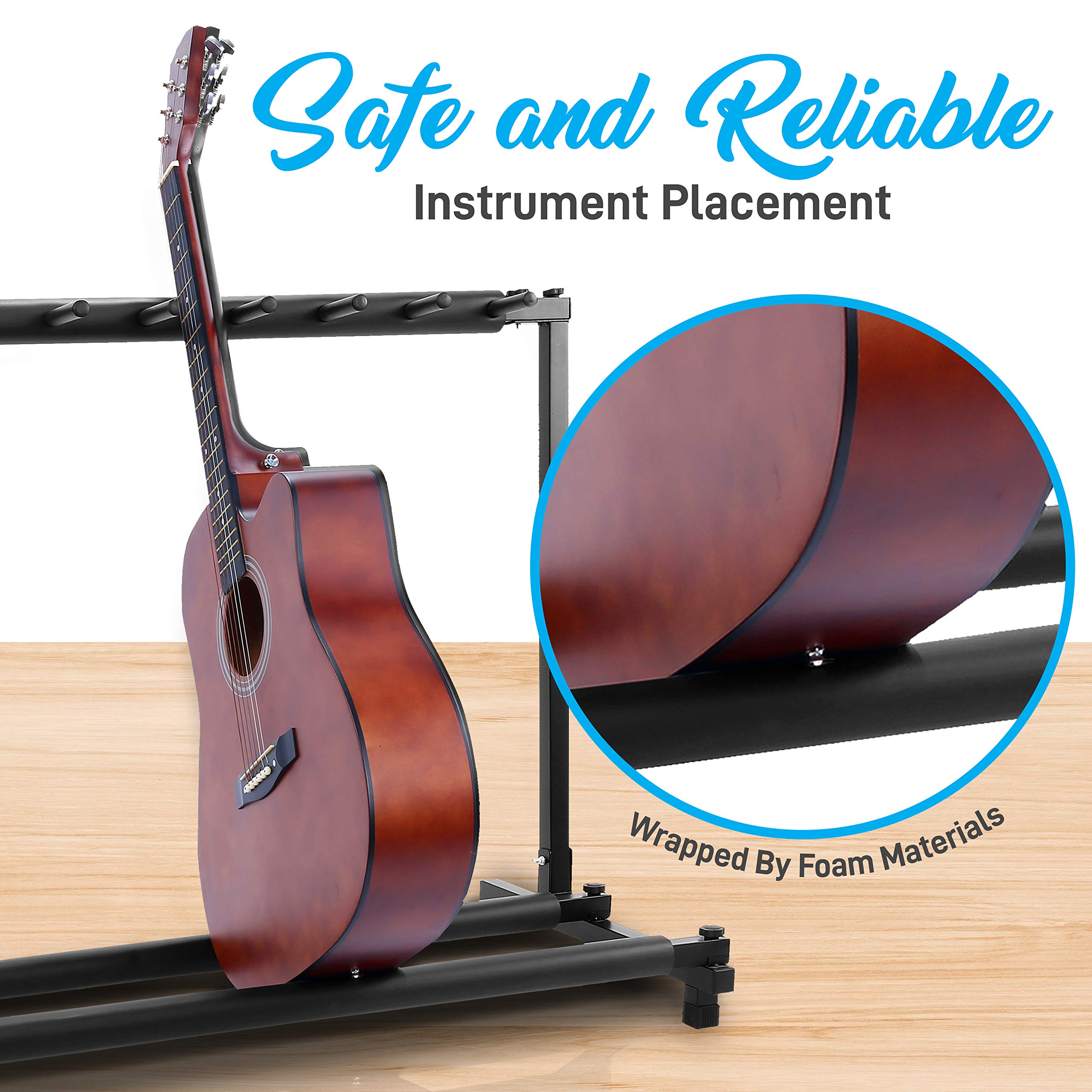 Pyle 9 Space Foldable Universal Multi Guitar Stand   Guitar Stand Portable Collapsible Instrument Floor Guitar Rack Holder W/ Fo