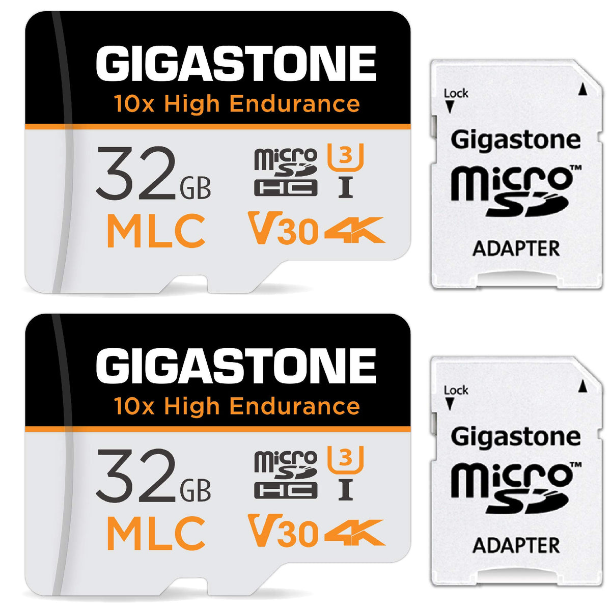 10X High Endurance] Gigastone Industrial 32Gb 2 Pack Mlc Micro Sd Card, 4K Video Recording, Security Cam, Dash Cam, Surveillance