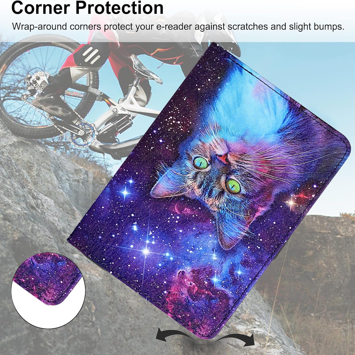 Kerom Universal 6 Inch Ereader Case, Universal Ereader Case 6 Inch, Pu Leather Stand Cover With Hand Strap For All 6   Kindle/