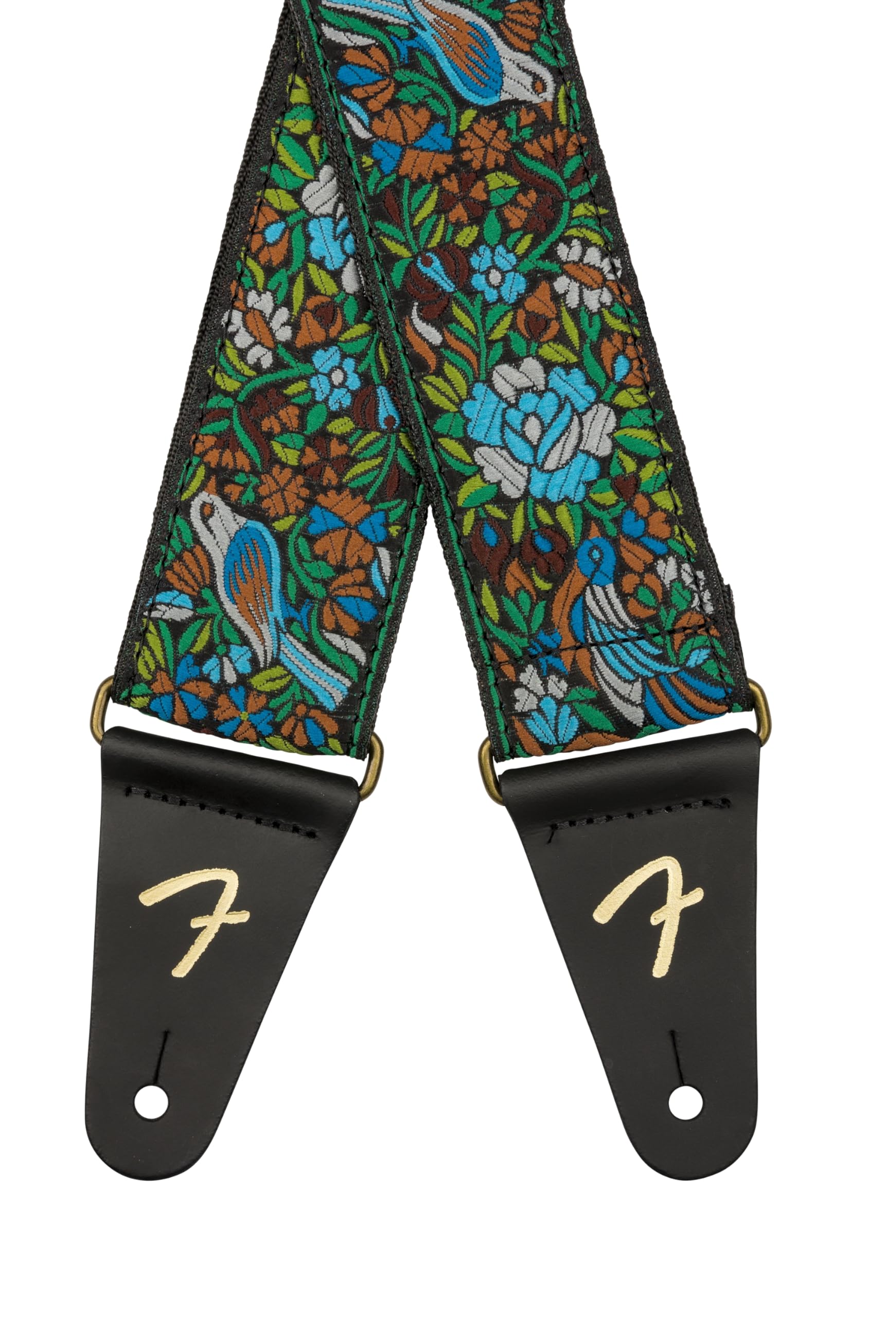 Fender Mosaic Jacquard Guitar Strap, Adjustable From 31.5-55, Leather Ends, Green