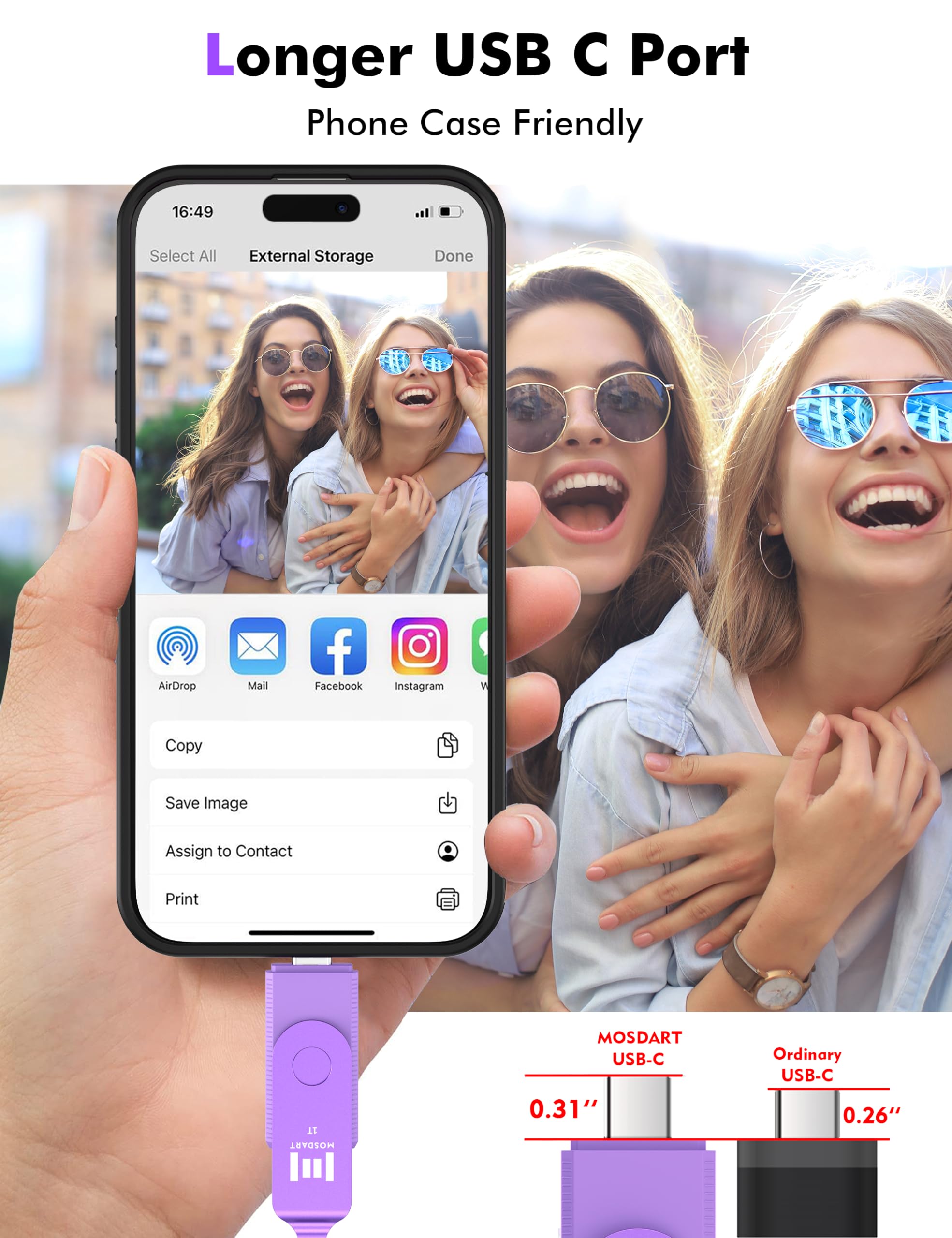 Mosdart 1Tb Usb C Dual Flash Drive With Speed Up To 150Mb/S Keychain   2 In 1 Otg Usb3.1 Type C Thumb Drive Memory Stick For Usb